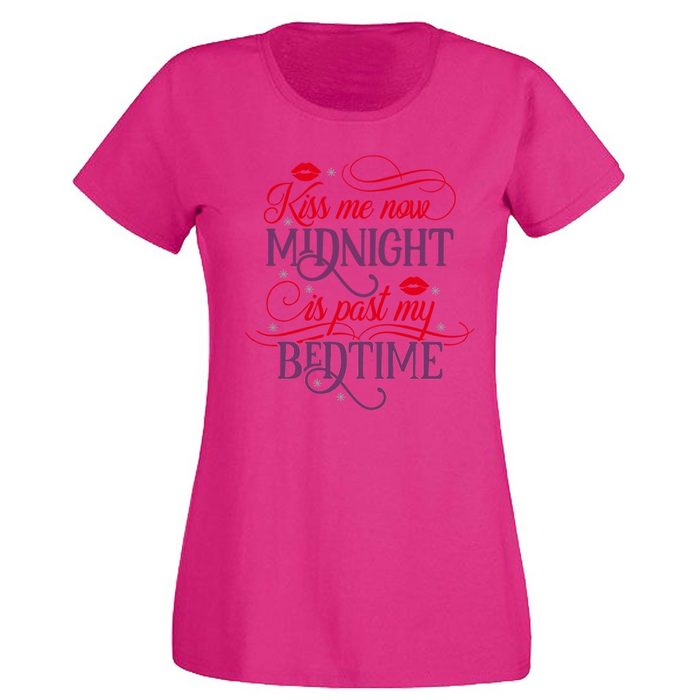 G-graphics T-Shirt Damen T-Shirt - Kiss me now – Midnight is my Bedtime mit trendigem Frontprint • Aufdruck auf der Vorderseite • Spruch / Sprüche / Print / Motiv • für jung & alt
