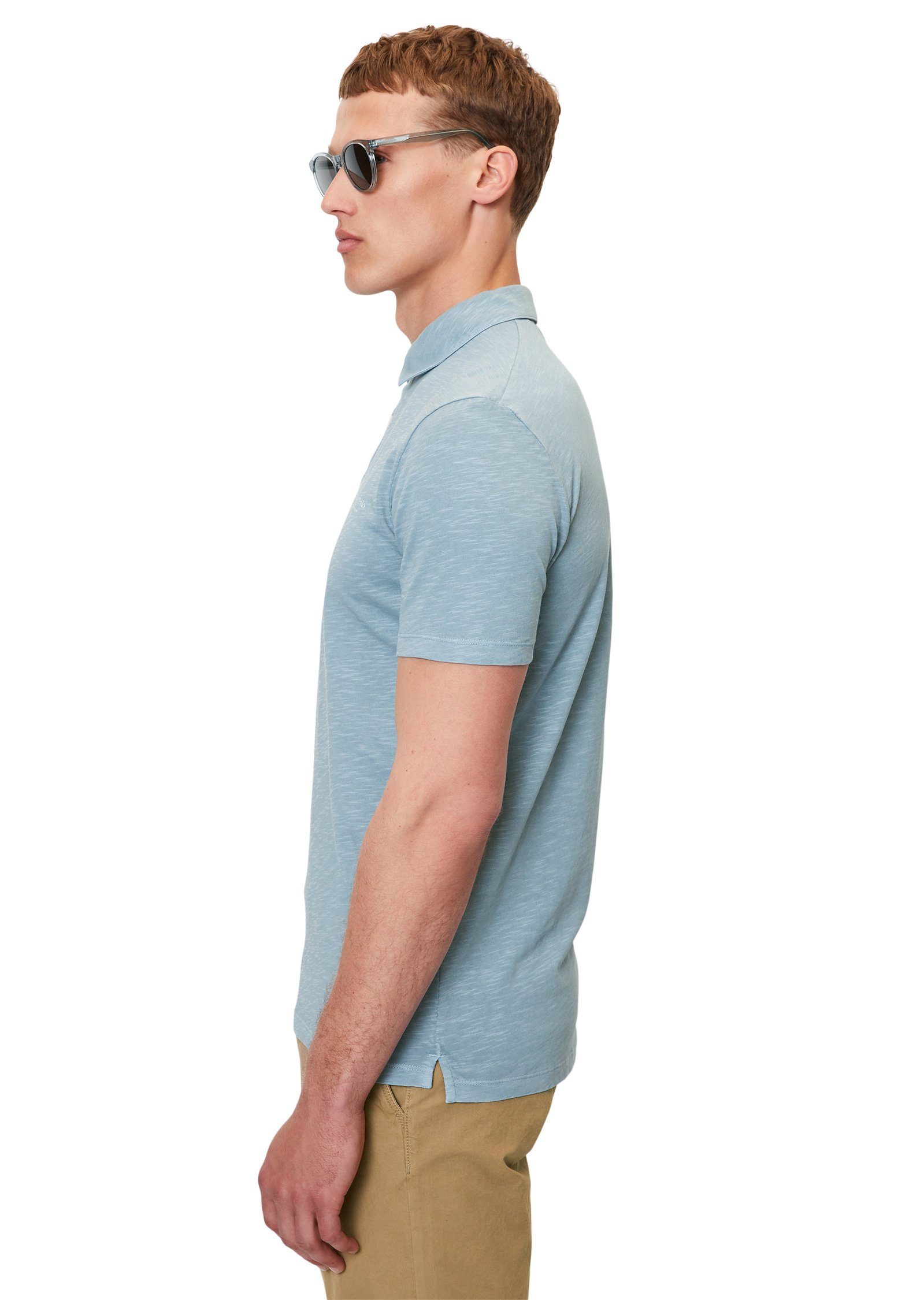 Marc O'Polo mittelblau hochwertiger Poloshirt Bio-Baumwolle aus