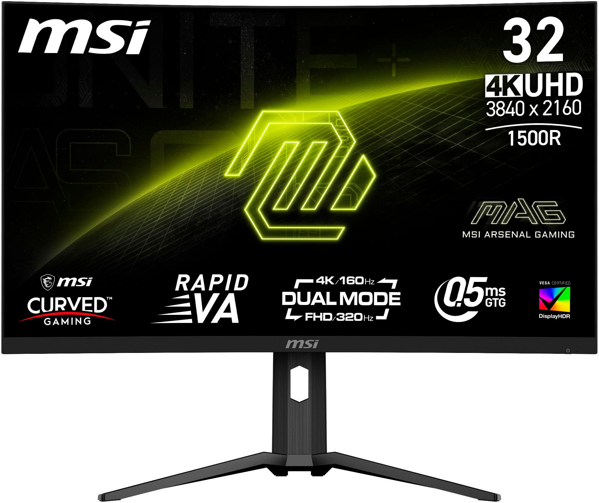 MSI MAG 321CUPDF Curved-Gaming-Monitor (80 cm/32 ", 3840 x 2160 px, 4K Ultra HD, 0,5 ms Reaktionszeit, 160 Hz, Rapid VA)