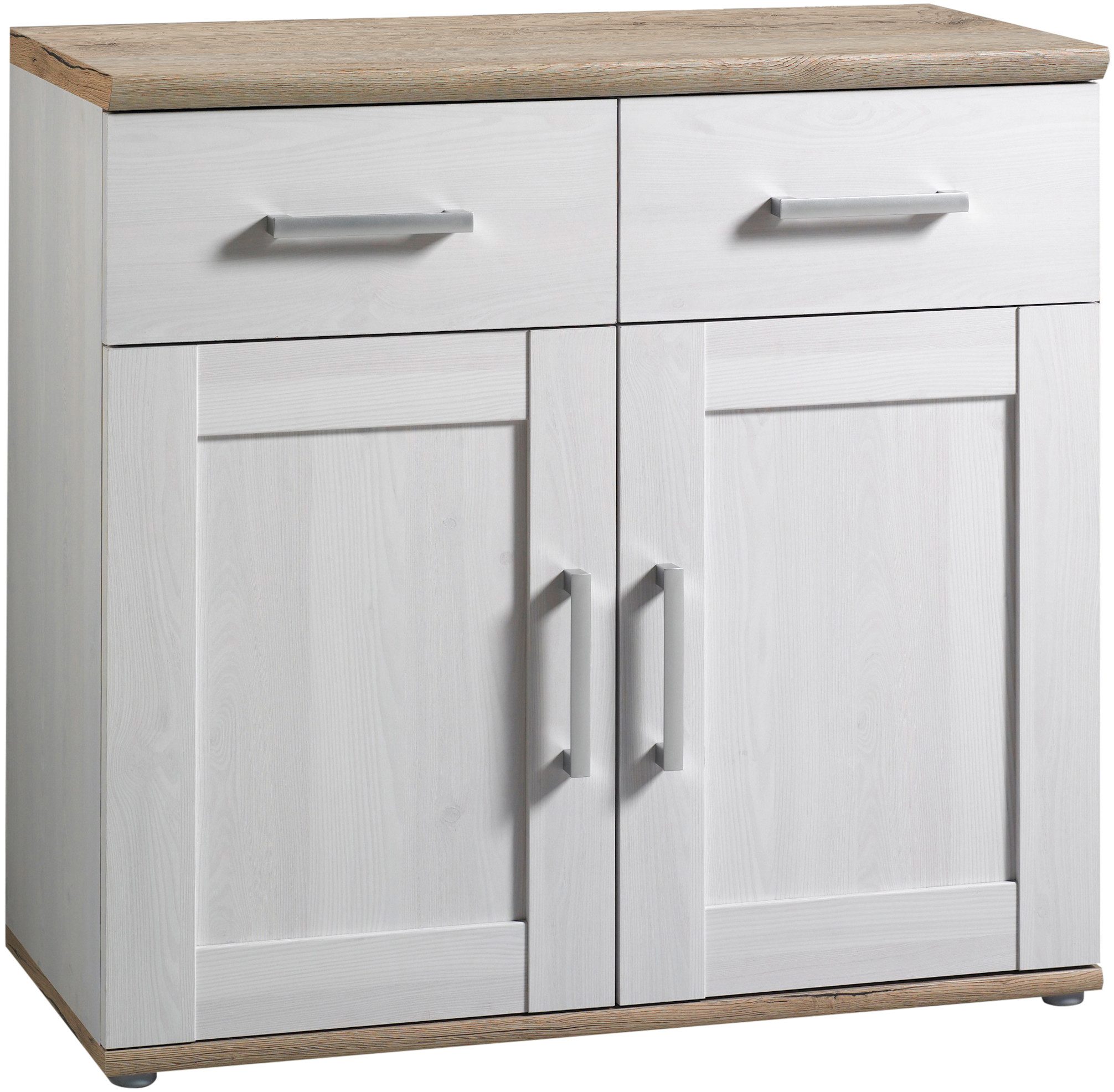 HBZ Kommode Romance im Landhaustil, BxHxT 93x88x45 cm, Schrank mit 2 Türen, 2 Schubkästen und 2 Einlegeböden
