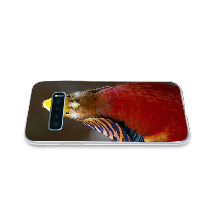 MuchoWow Handyhülle Fasan - Gold - Tiere Phone Case Handyhülle Samsung Galaxy S10+ Silikon Schutzhülle FN11294