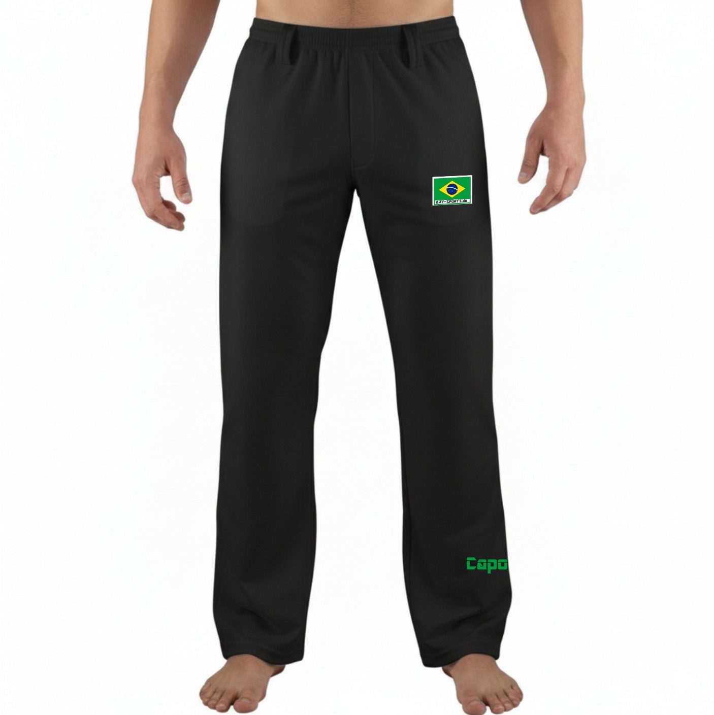 BAY-Sports Sporthose Brasilianische Capoeira Hose schwarz uni Brasilien Kinder Damen Herren (schwarz, Stück) Edle Stickerei, Traditionelle Schnitt, leichtes Material, atmungsaktiv