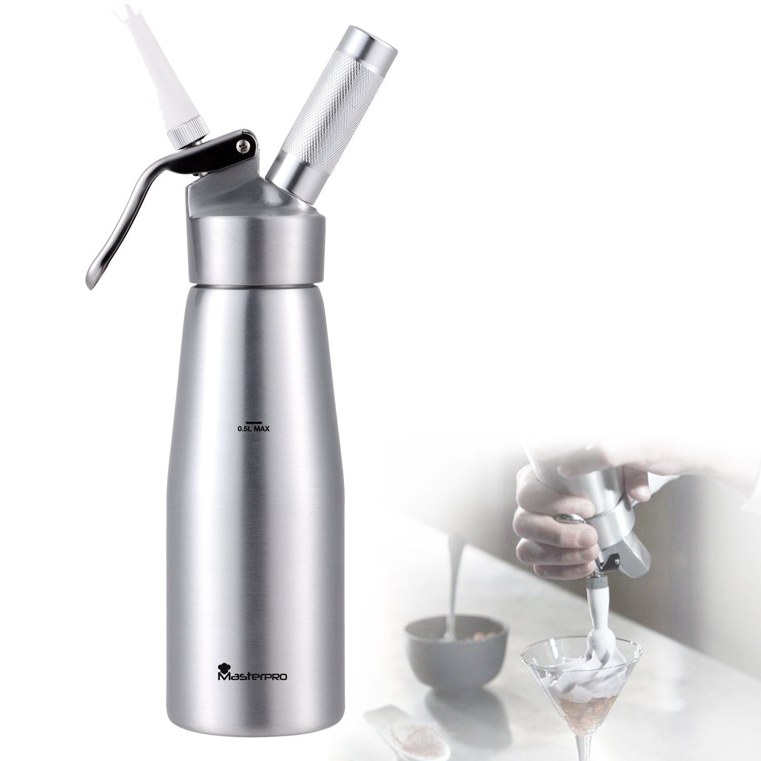 Bergner Sahnesyphon MasterPRO Sahne Sprühflasche Sahnespender Sahnesprüher Alu BGMP-5101