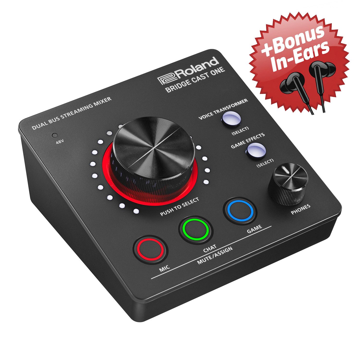 Roland Audio Roland Streaming Mixer Bridge Cast One + Bonus In-Ear Kopfhörer Digitales Aufnahmegerät (Dual Bus Streaming Mixer)