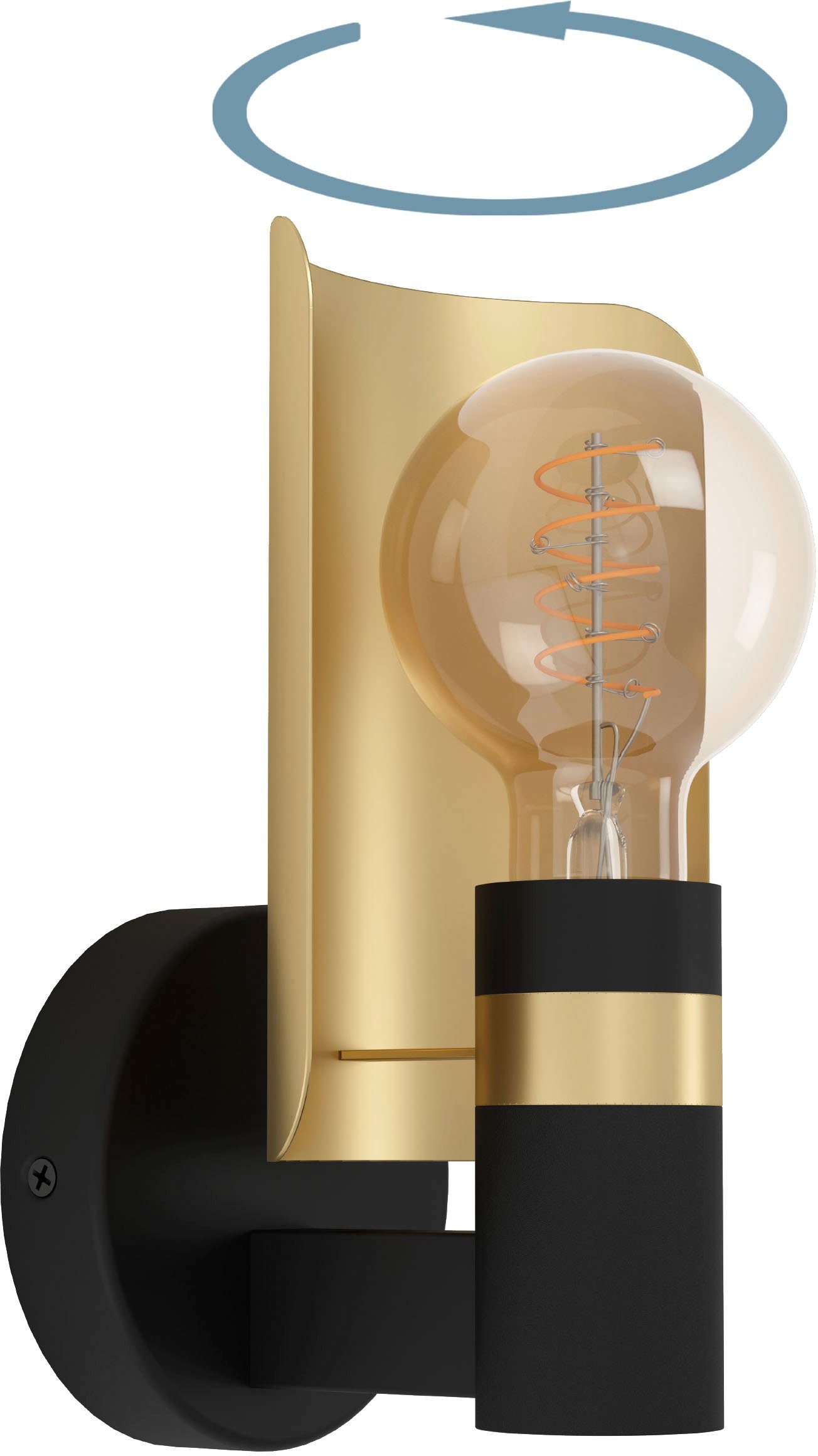 HAYES, - Leuchtmittel Deckenleuchte gold EGLO - und exkl. E27 40W schwarz Deckenleuchte wechselbar, Stahl Leuchtmittel, ohne aus in