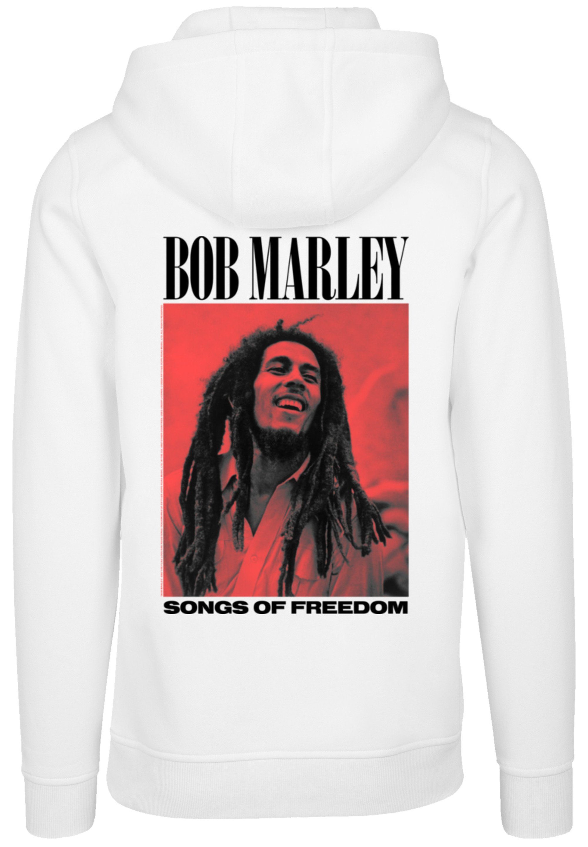 F4NT4STIC Hoodie Bob Marley Freedom Of Music Songs Musik, Qualität, By Reggae Rock Premium weiß Off