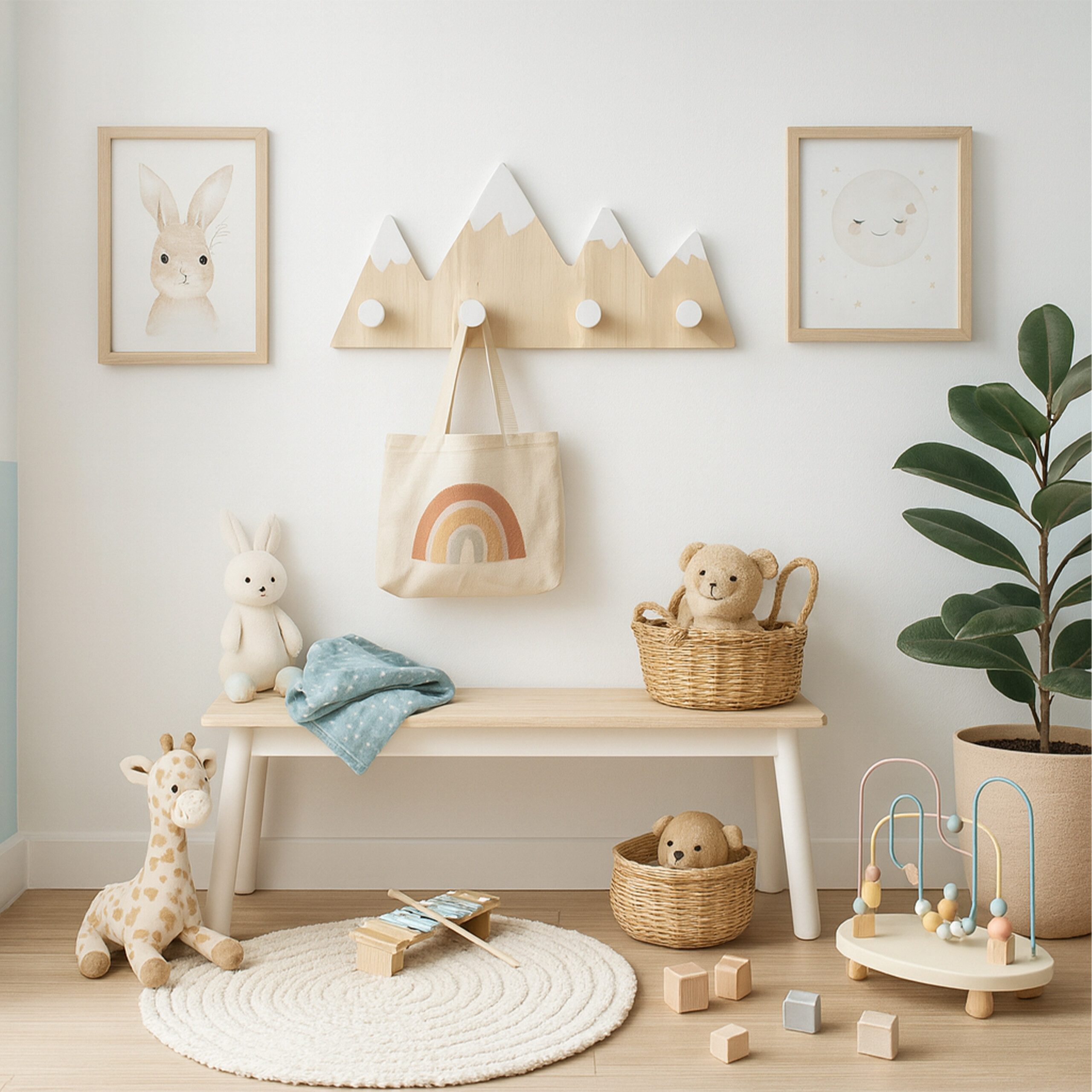 relaxdays Garderobenleiste Kindergarderobe 4 Haken Berg günstig online kaufen