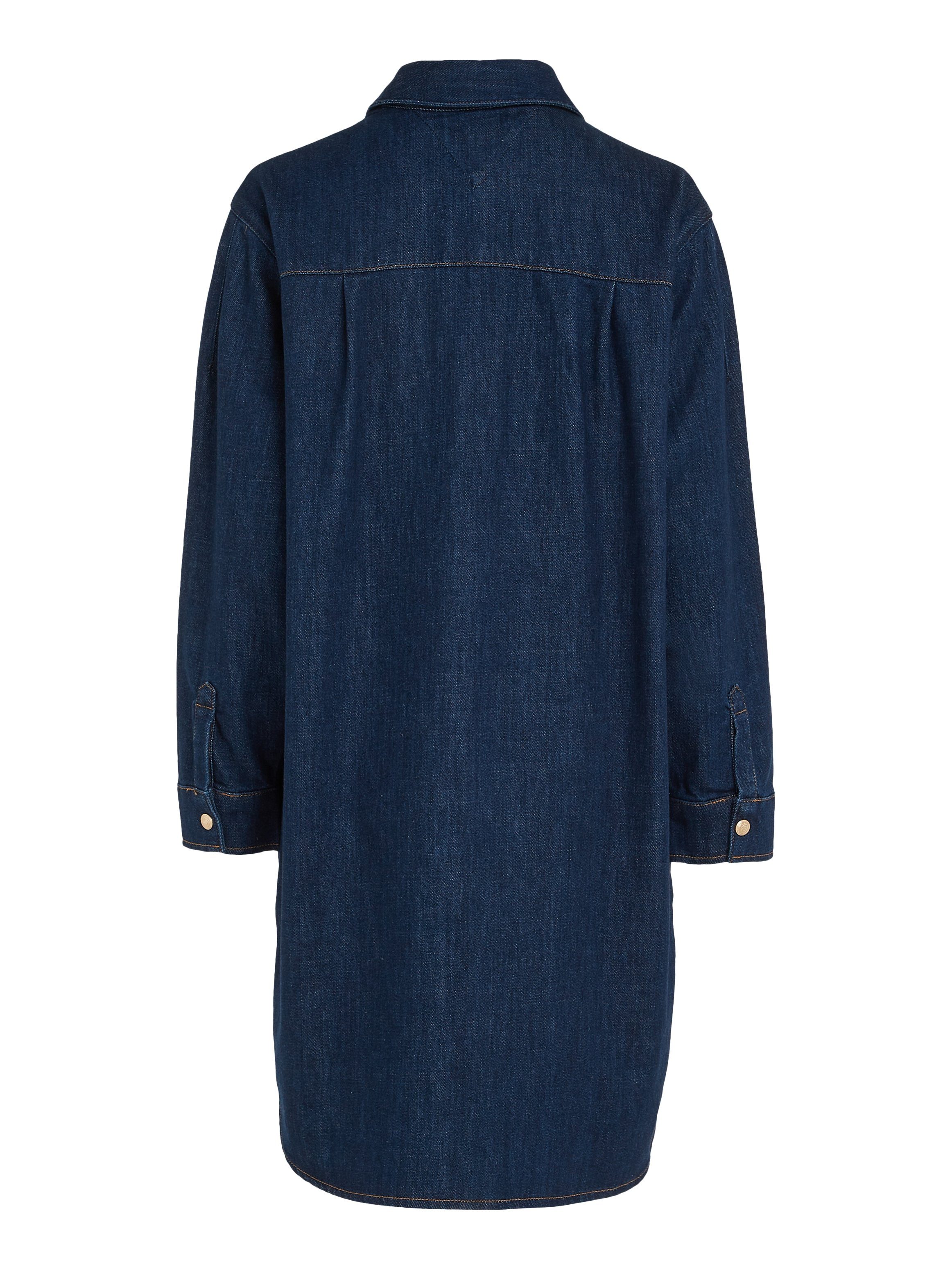 Jeanskleid DRESS Tommy NALA mit LS Druckerleiste Hilfiger durchgehender SHIRT DNM