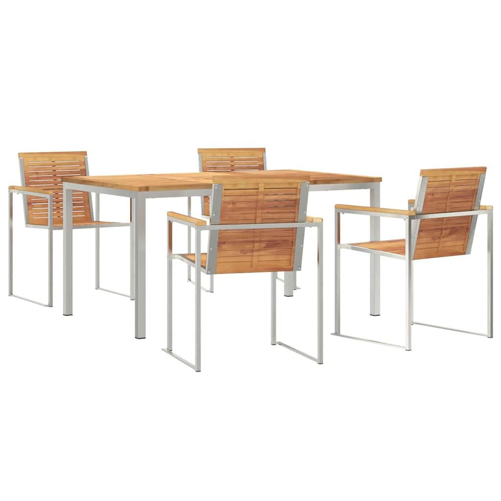 vidaXL Gartenlounge-Set Garten Essgruppe 5 pcs Braun Massivholz, (5-tlg)