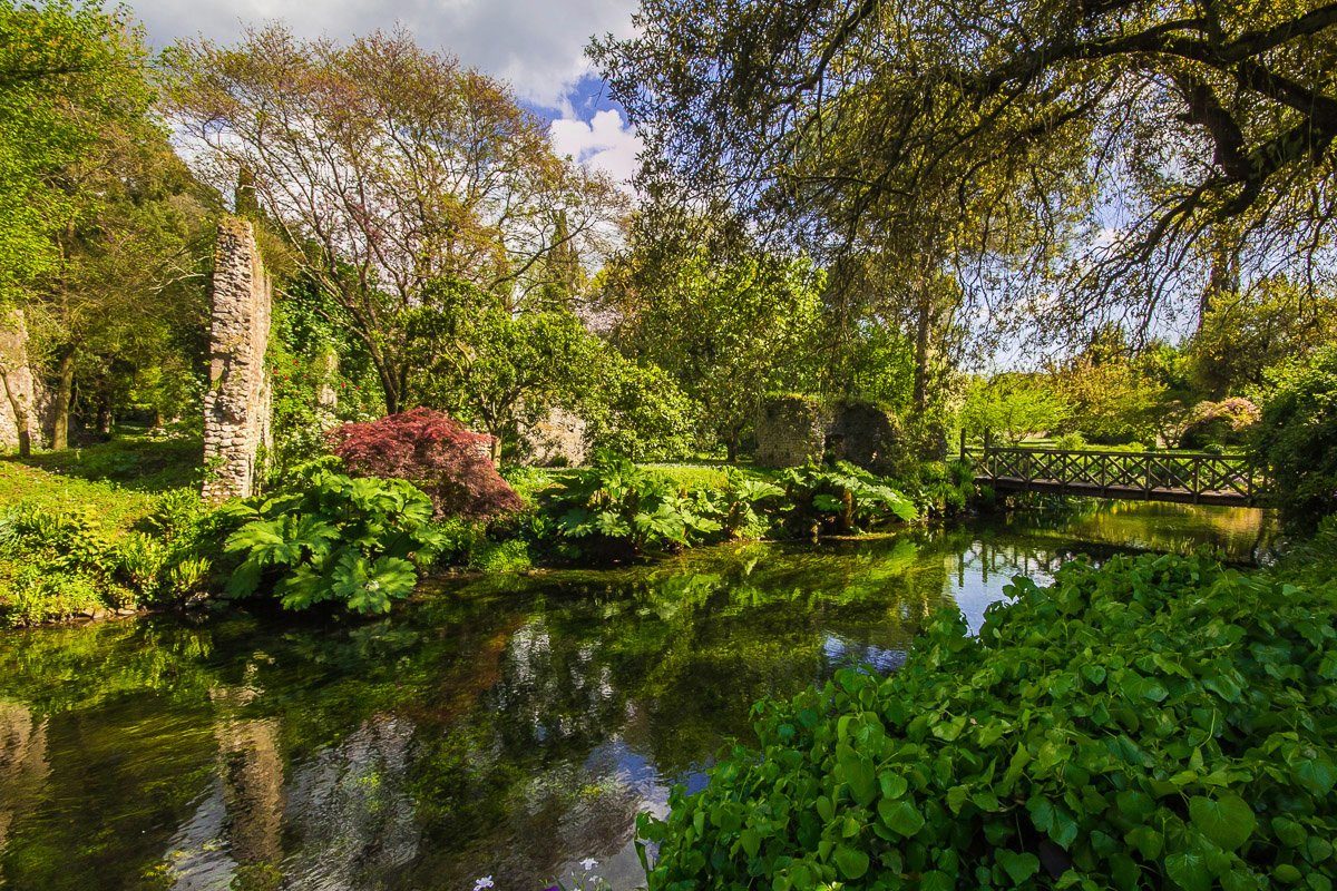 Fototapete Fluss durch Garten