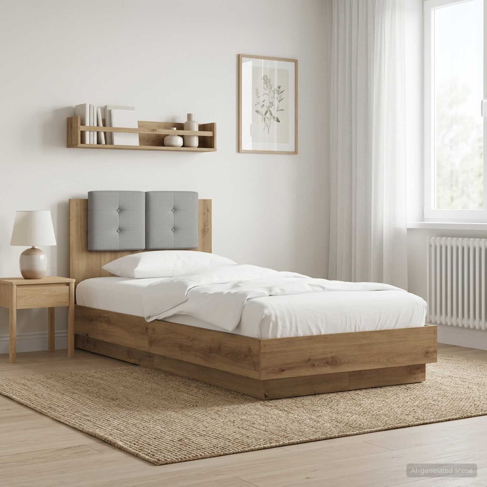 furnicato Bettgestell 204,5 x 83 x 84 cm Kunsthandwerk Eiche Holzwerkstoff (1-tlg), Stabiles Bettgestell mit fester Lattenbasis für dein Schlafzimmer