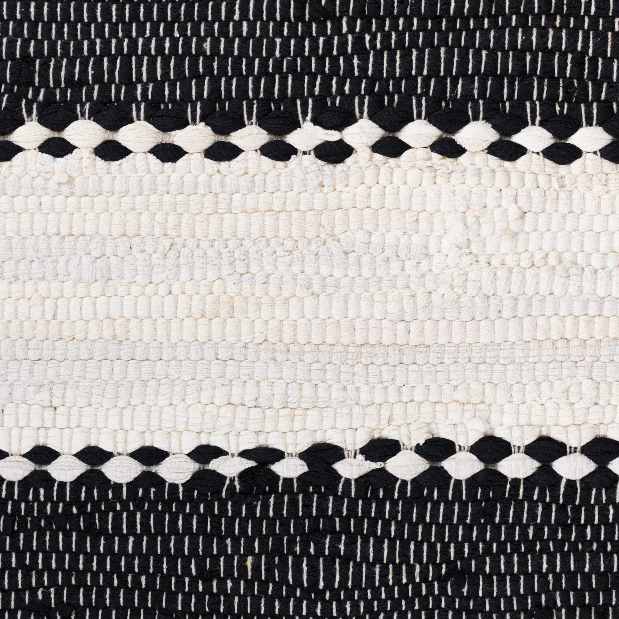 LebensWohnArt Teppich Traditioneller DURRIE Teppich schwarz-weiss günstig online kaufen
