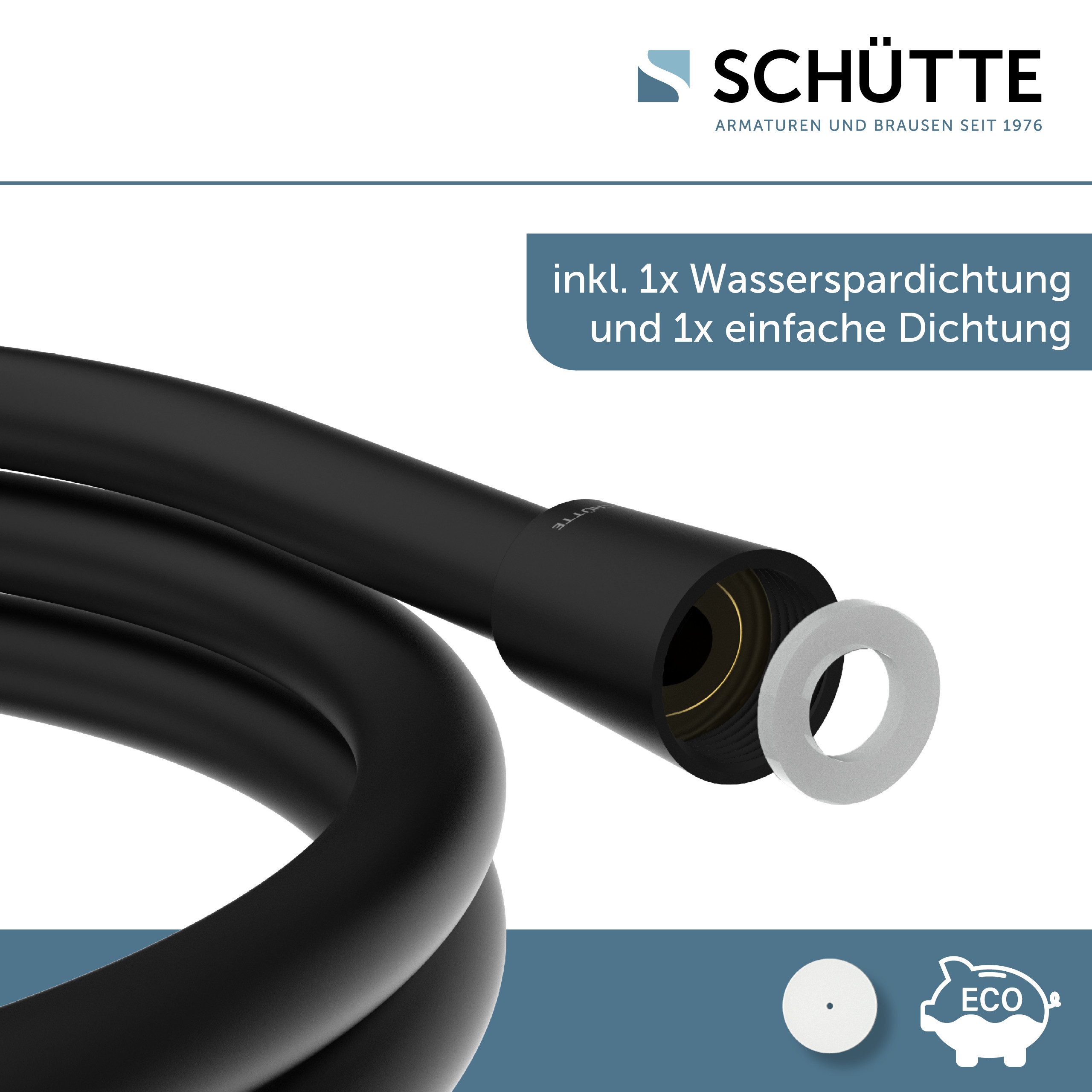 Schütte Brauseschlauch, diverse Längen, inkl. Wasserspardichtung - bis 50% Wasserersparnis