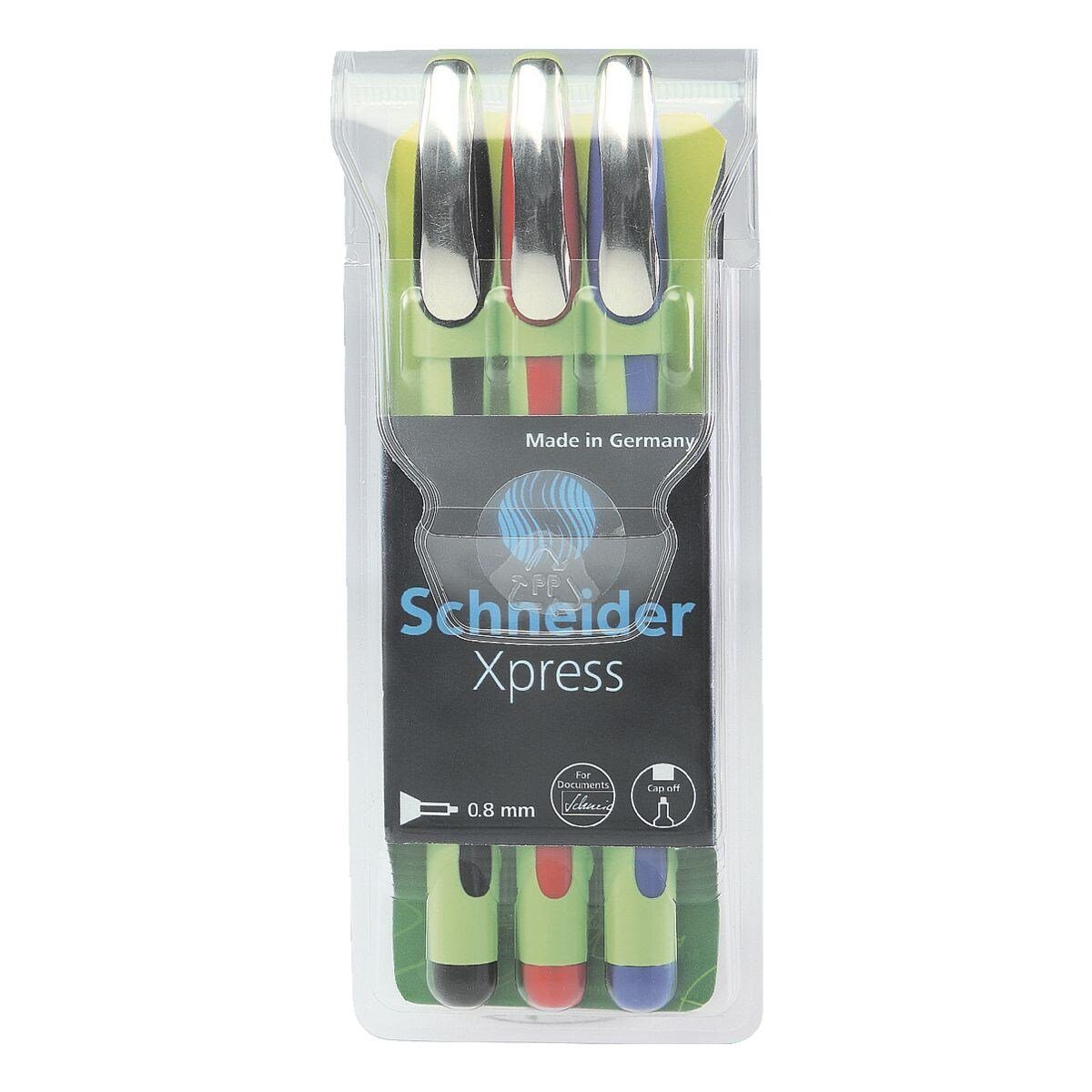 Schneider Fineliner XPress, (3-tlg), dokumentenecht, mit Kappe