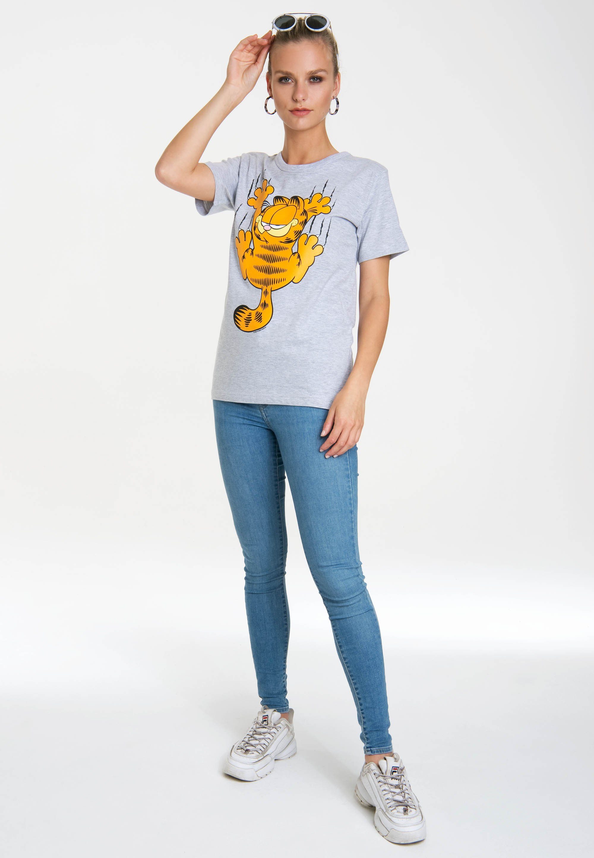 LOGOSHIRT Garfield lizenziertem Scratches – Originaldesign T-Shirt mit