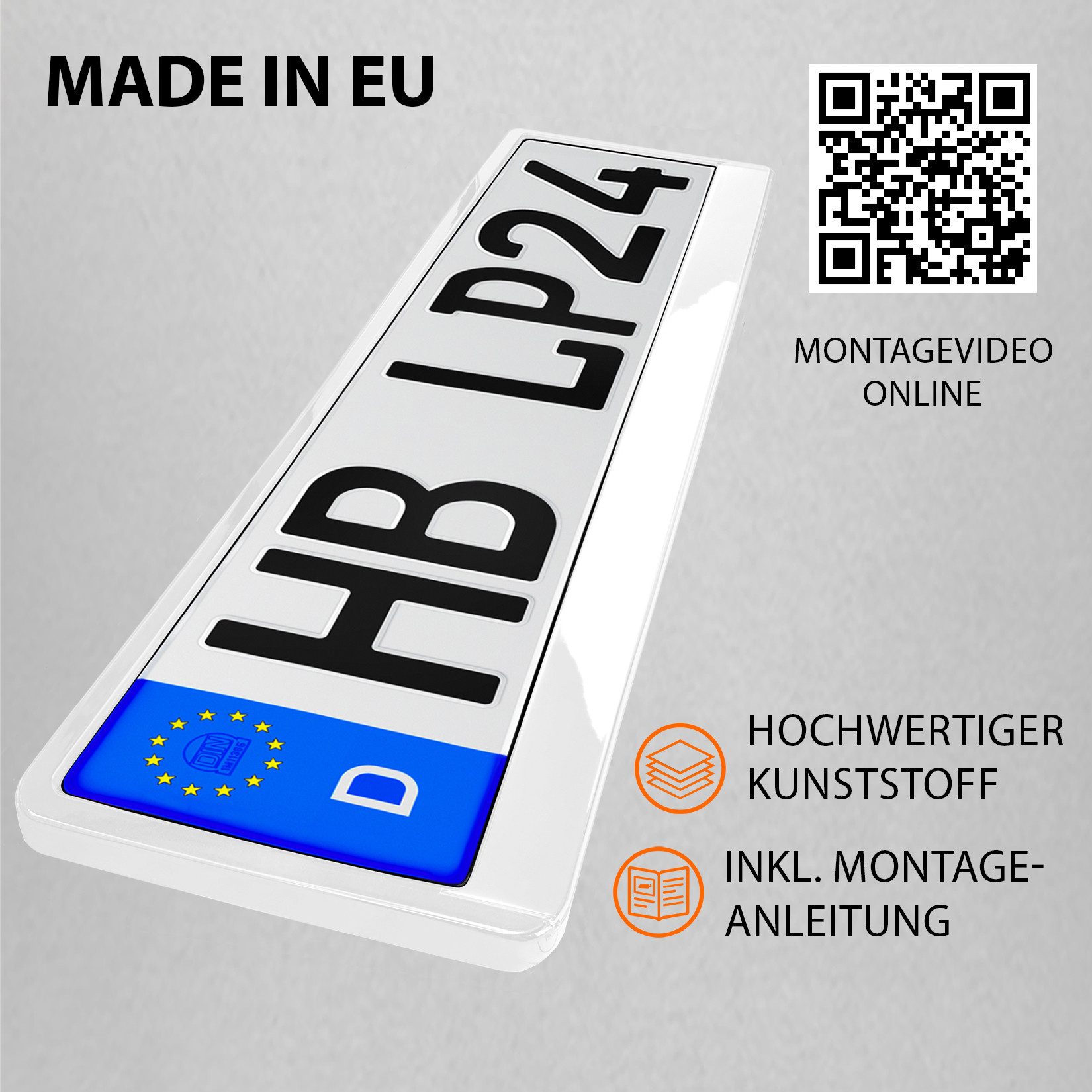 L & P Car Design Kennzeichenhalter für Auto in Weiß-hochglanz Kennzeichenhalterung, (2 Stück)