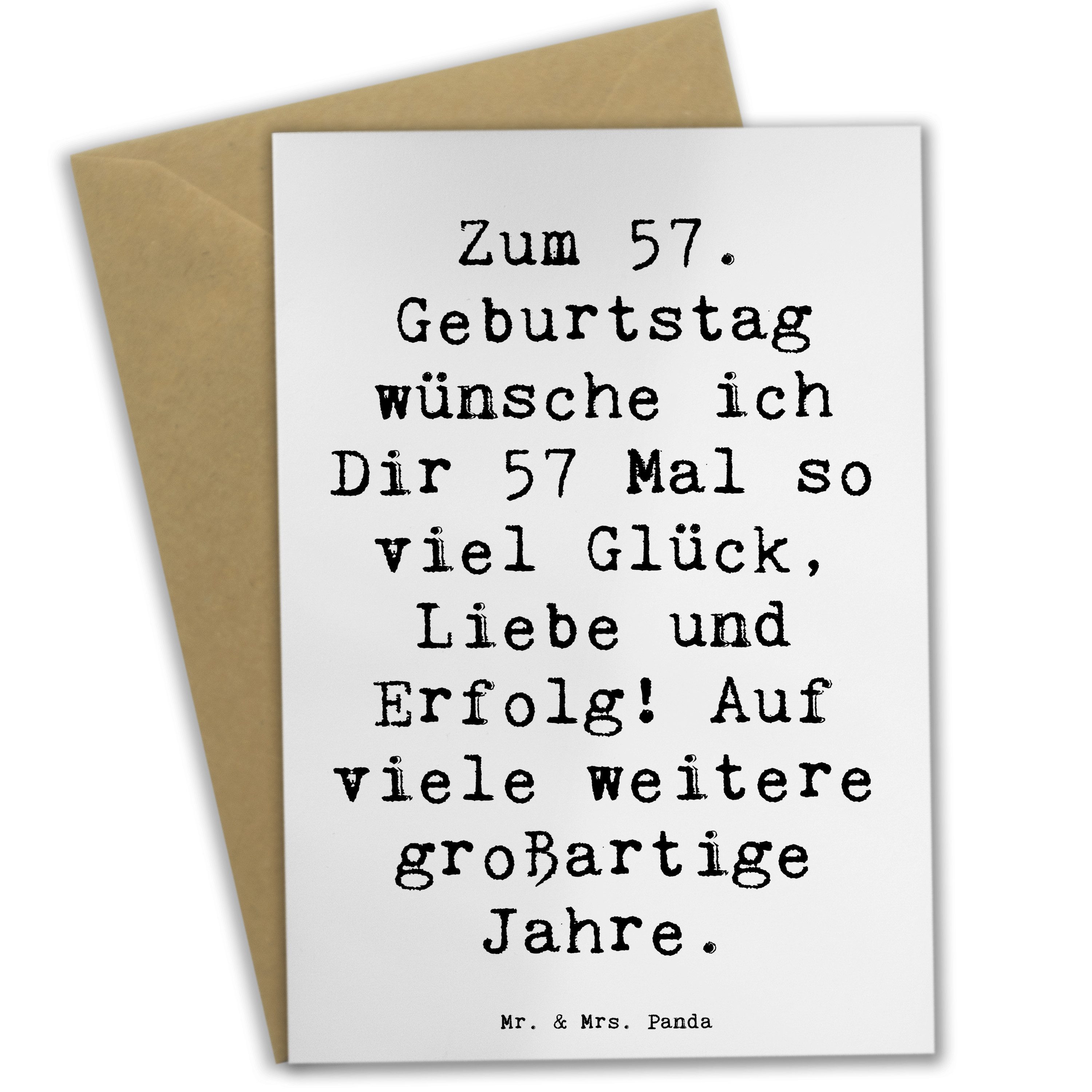 Mr. & Mrs. Panda Grußkarte Spruch 57. Geburtstag Glück Meeresbrise