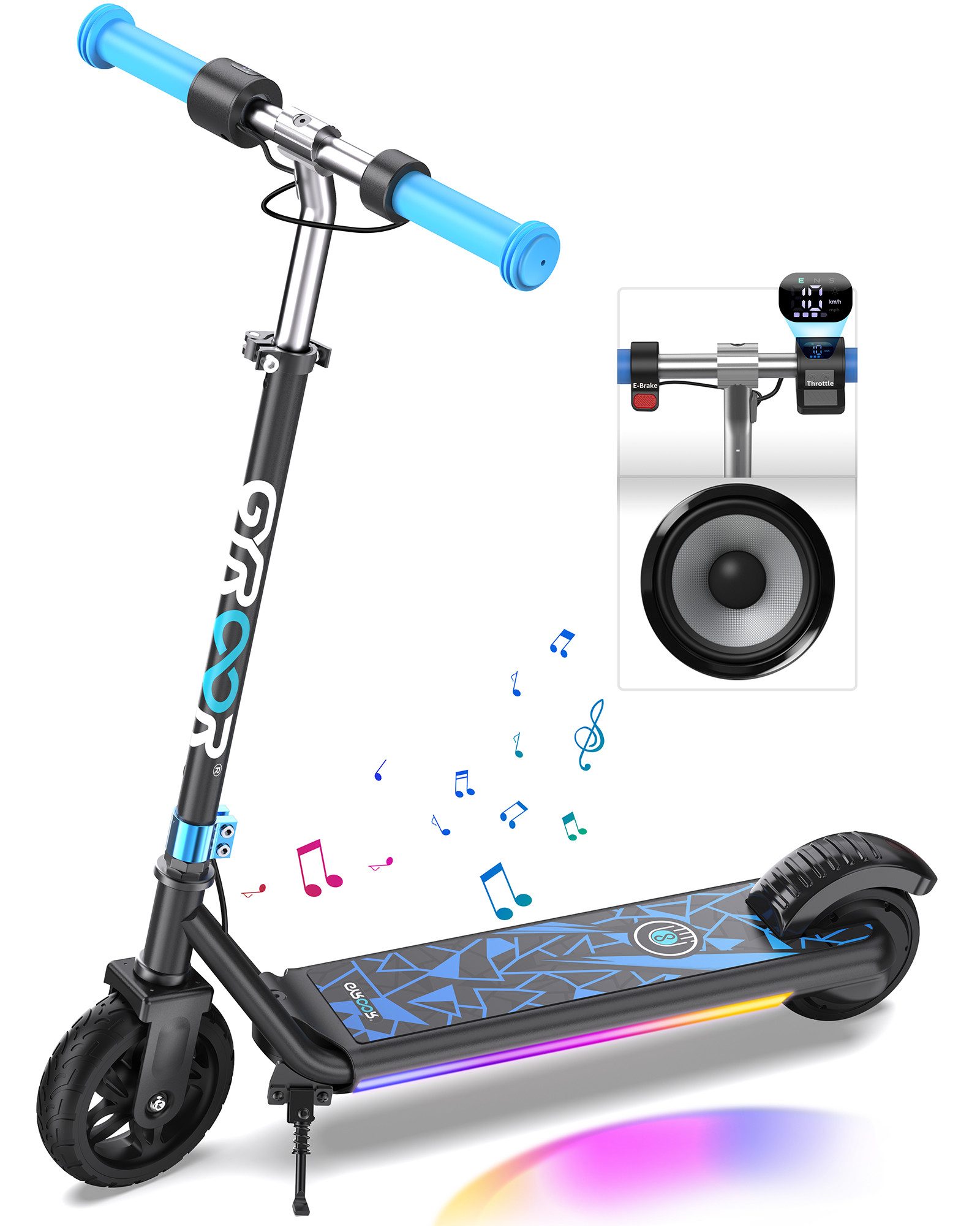 Gyroor Elektro-Kinderroller H30 MAX mit LED-Regenbogenlicht günstig online kaufen