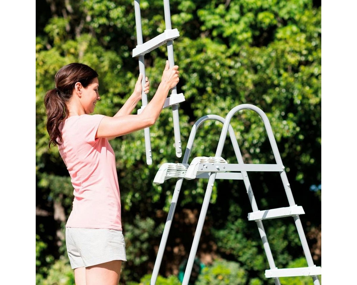Thumbnail - Intex Poolleiter Sicherheitsleiter 28075 für Pools Höhe 91 bis 107cm, Stufen entfernbar