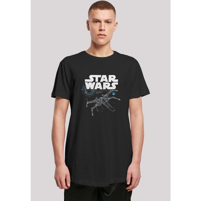 F4NT4STIC T-Shirt Long Cut T Shirt 'Star Wars The Last Jedi X Wing' Herren Premium Merch Lang Longshirt Bedruckt