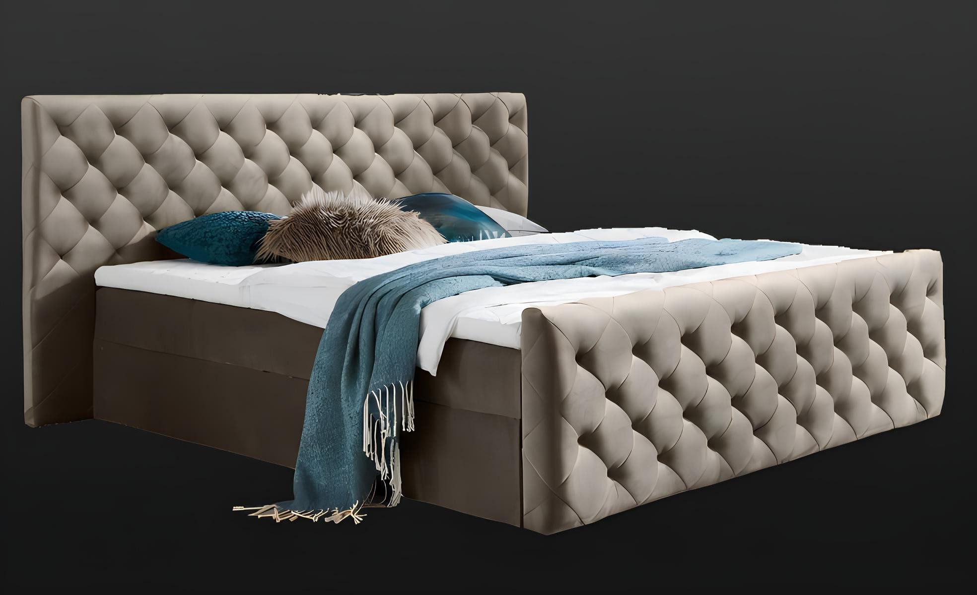 Bett Hochwertiges Chesterfield Doppelbett für Schlafzimmer mit 180cm