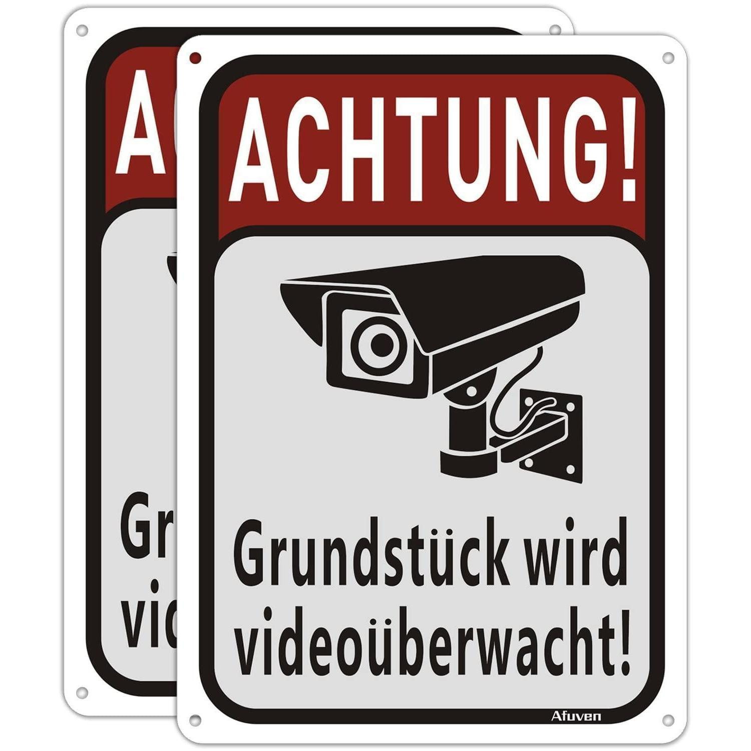 LuxusKollektion Warnschild Warnschild Videoüberwachung 25x18cm Alu Metall, (2 St)