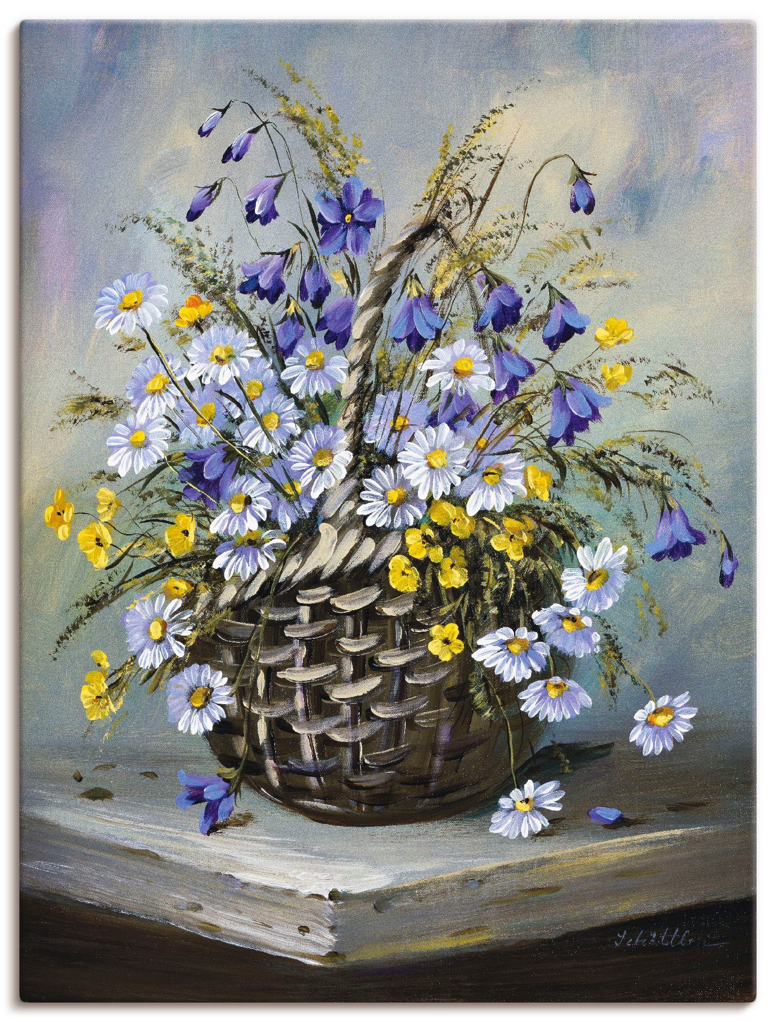 Artland Wandbild Bunter Korb, Blumen (1 St), als Leinwandbild, Poster in verschied. Größen
