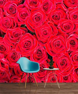 living walls Fototapete rote Rosen, glatt, (1 St), Vlies, Wand, Schräge