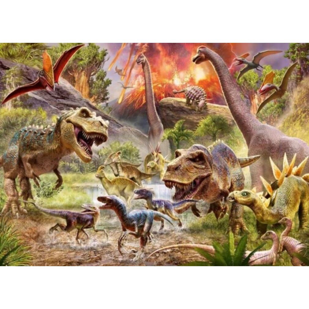 Ravensburger Puzzle RAVENSBURGER Puzzle Dinosaurier auf der Flucht 60 Teile, Puzzleteile