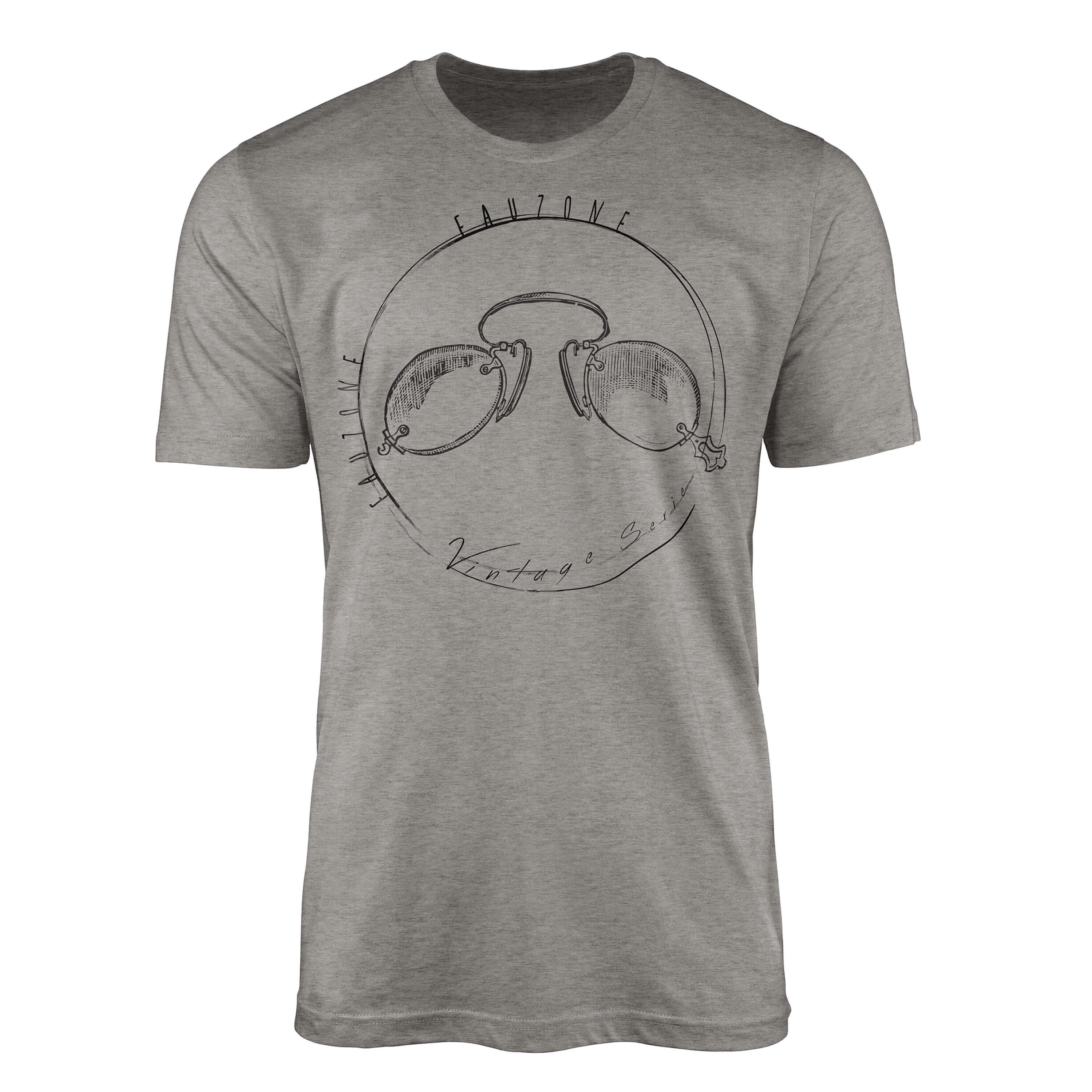 Sinus Art T-Shirt Vintage Brille Herren Ash T-Shirt