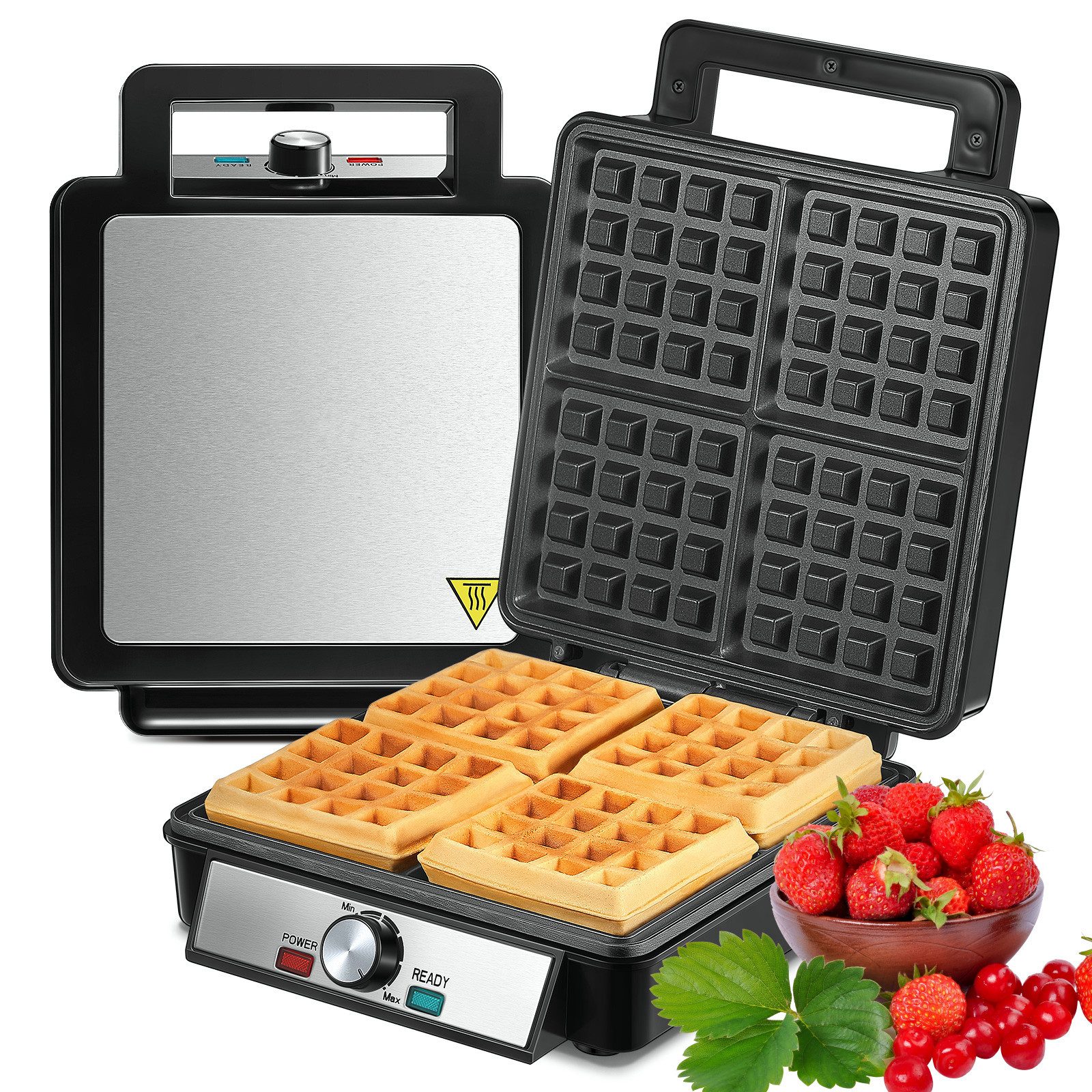 Waffeleisen Belgisches Waffeleisen für 4 Scheiben, Antihaftbeschichtung
