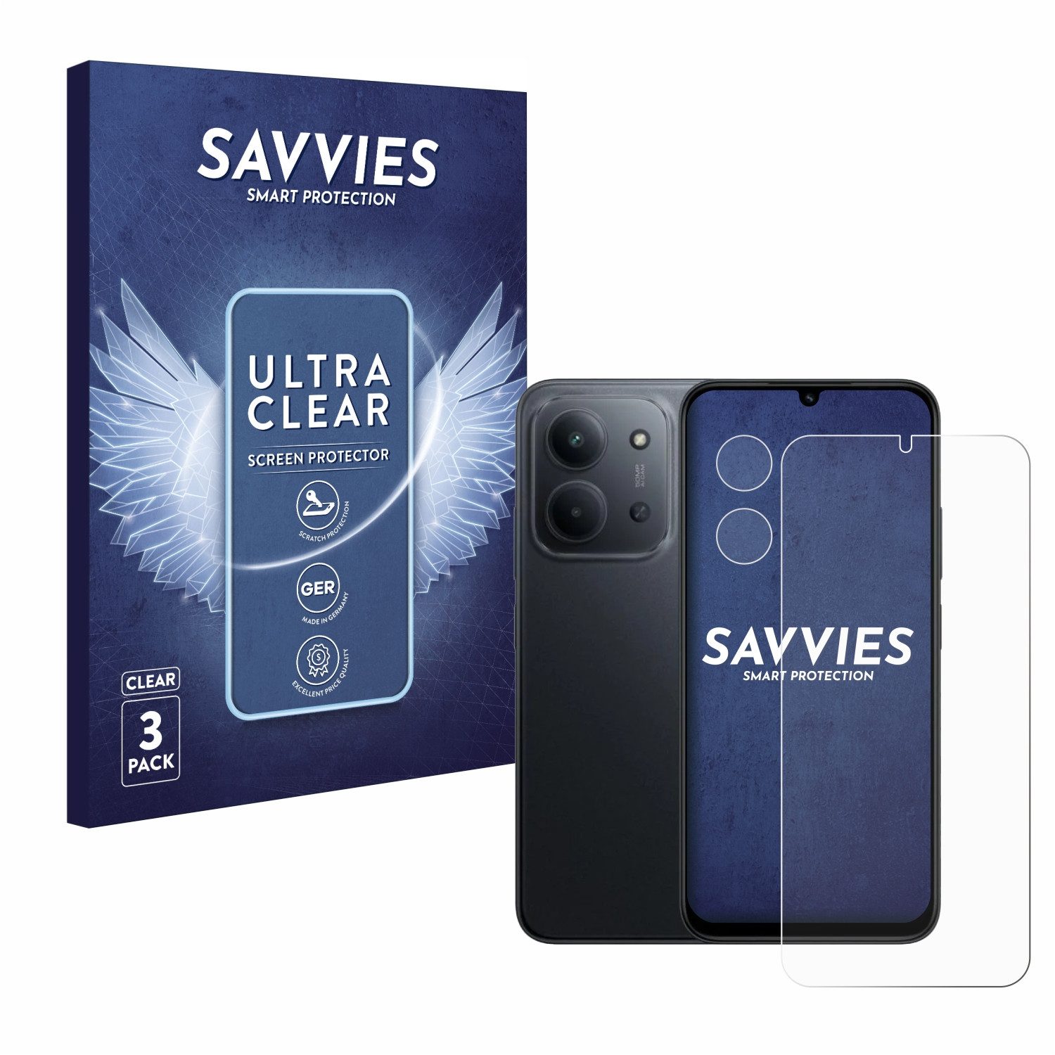 Savvies Displayschutzfolie Schutzfolie für Xiaomi Redmi 15C (Display+Kamera), 6 Stück, Displayschutz Schutz Folie Klar Transparent