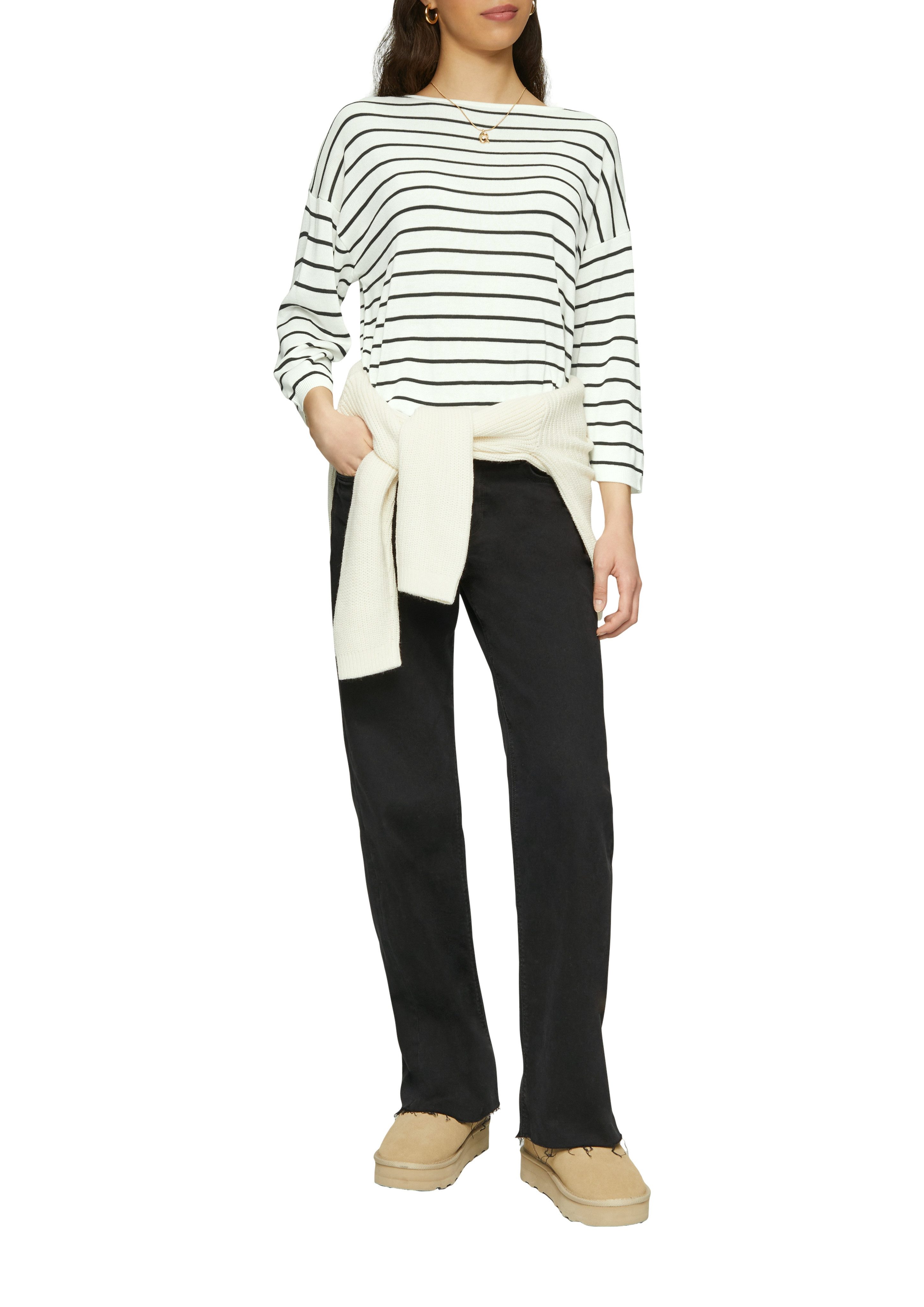 QS 3/4 Arm-Pullover mit Streifenmuster günstig online kaufen