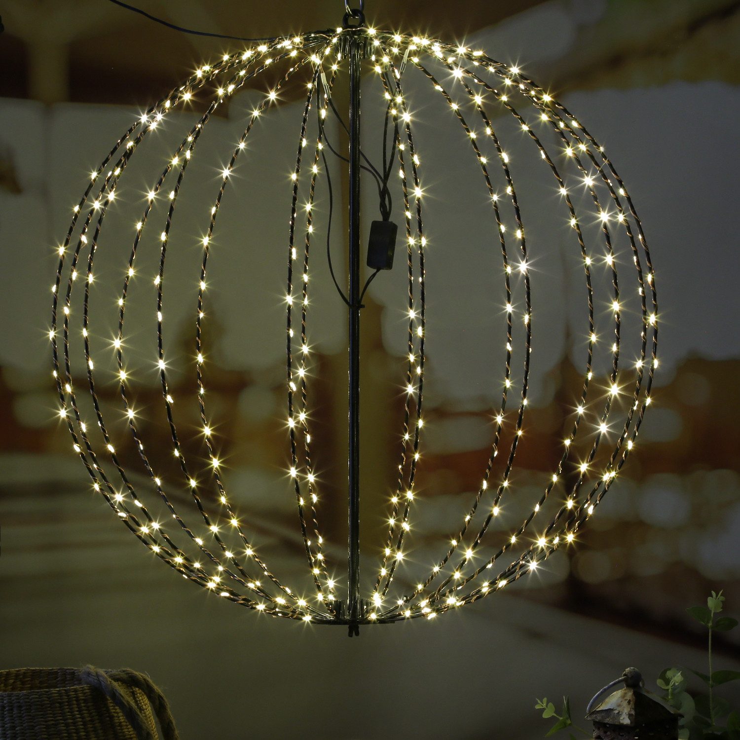 MARELIDA LED Kugelleuchte LED Drahtkugel Leuchtkugel faltbar D: 56cm 320LED für Innen Außen, LED Classic, warmweiß (2100K bis 3000K)