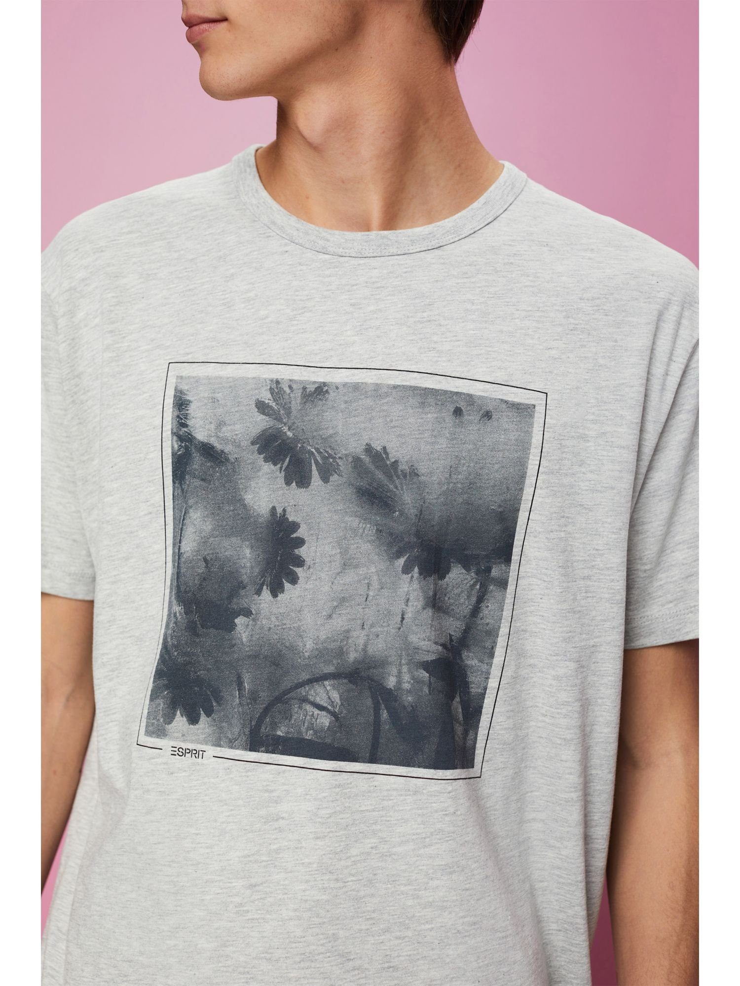 mit Baumwolle-Viskose-Mix Esprit aus T-Shirt Print T-Shirt (1-tlg)