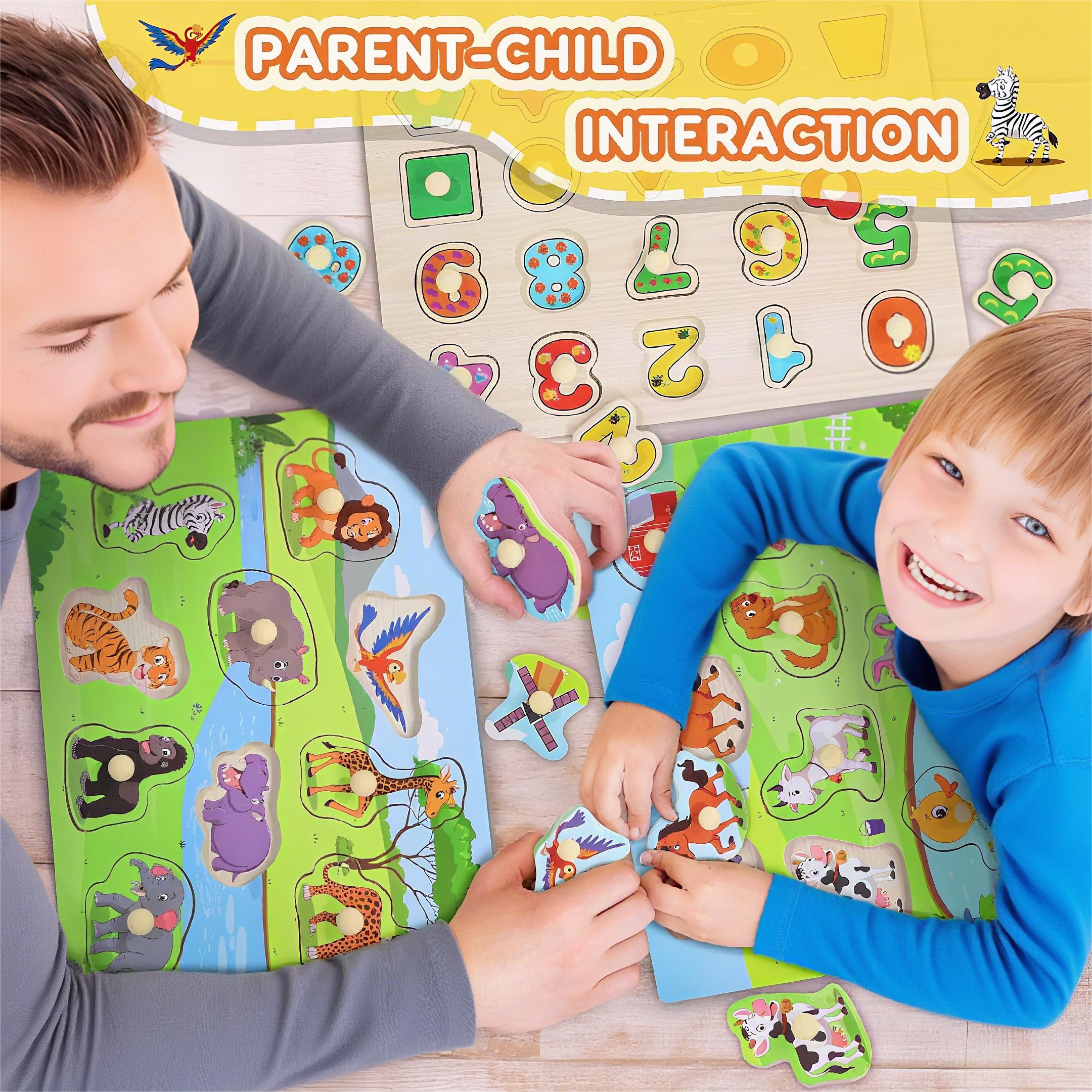 POPOLIC Lernspielzeug 3er-Set Holzpuzzle, Kleinkinder Spielzeug ab 2 3 Jahre (1-St., Montessori Spielzeug ab 1 Jahr, Puzzle ab 2), Holzspielzeug Kinderspielzeug – Bild 5 von 5