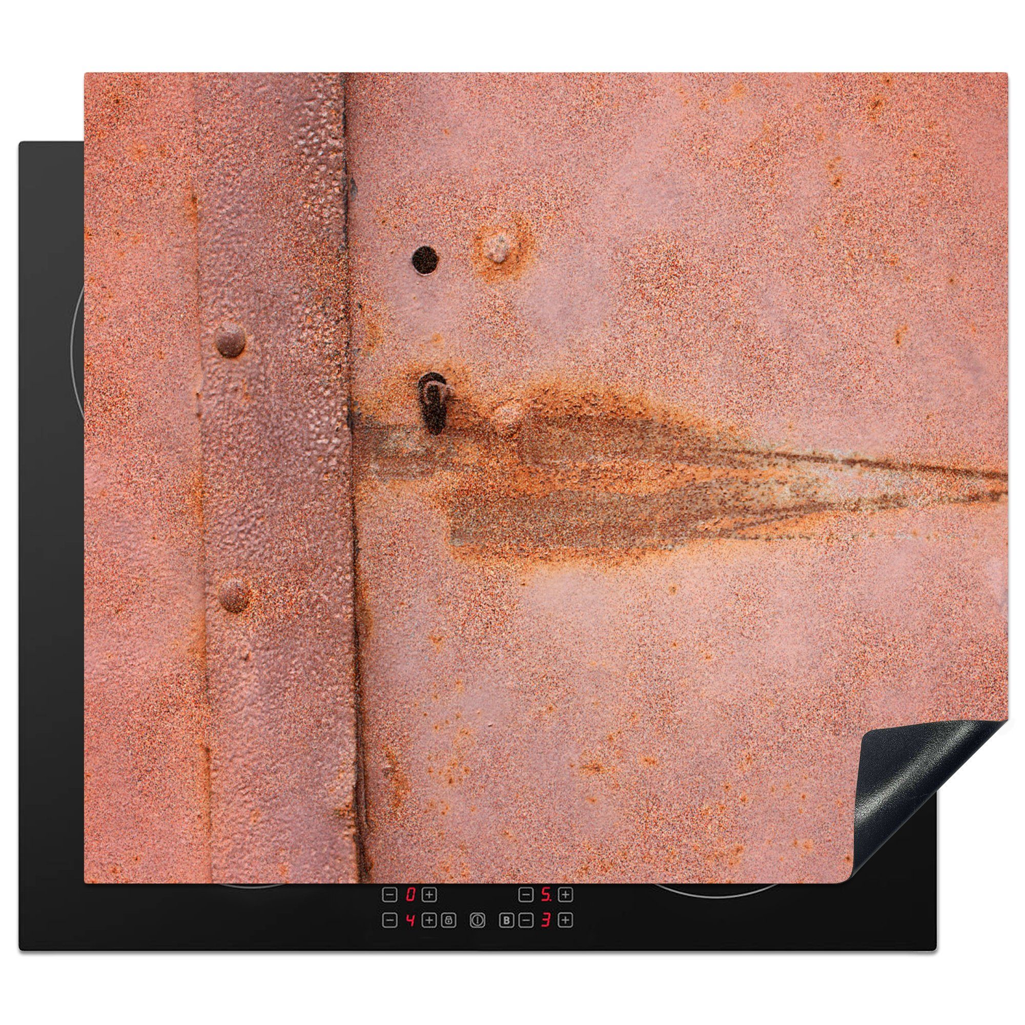 MuchoWow Herdblende-/Abdeckplatte Eisen -Hob - rostig - Industrie - Induktionsschutz, Vinyl, (1 tlg), 60x52 cm, Mobile Arbeitsfläche nutzbar, Ceranfeldabdeckung