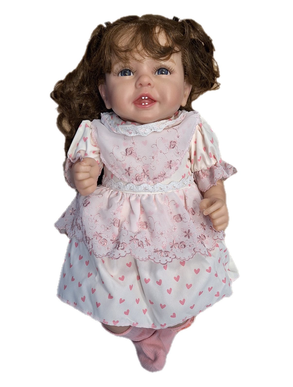 Stoffpuppe Babypuppe Reborn-Puppe lebensecht, Kleinkind Mädchen 45 cm blaue Augen