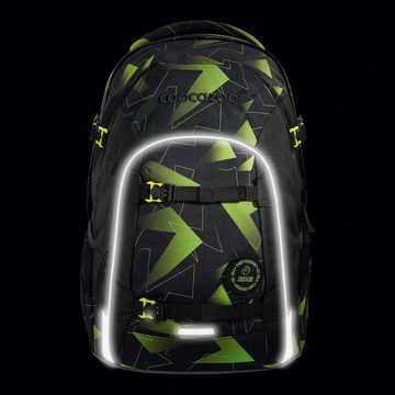 coocazoo Schulranzen Schulrucksack-Set JOKER Lime Flash 3-teilig (Rucksack, Mäppchen, Sporttasche), ergonomisch, Körpergröße: 135 - 180 cm, reflektiert