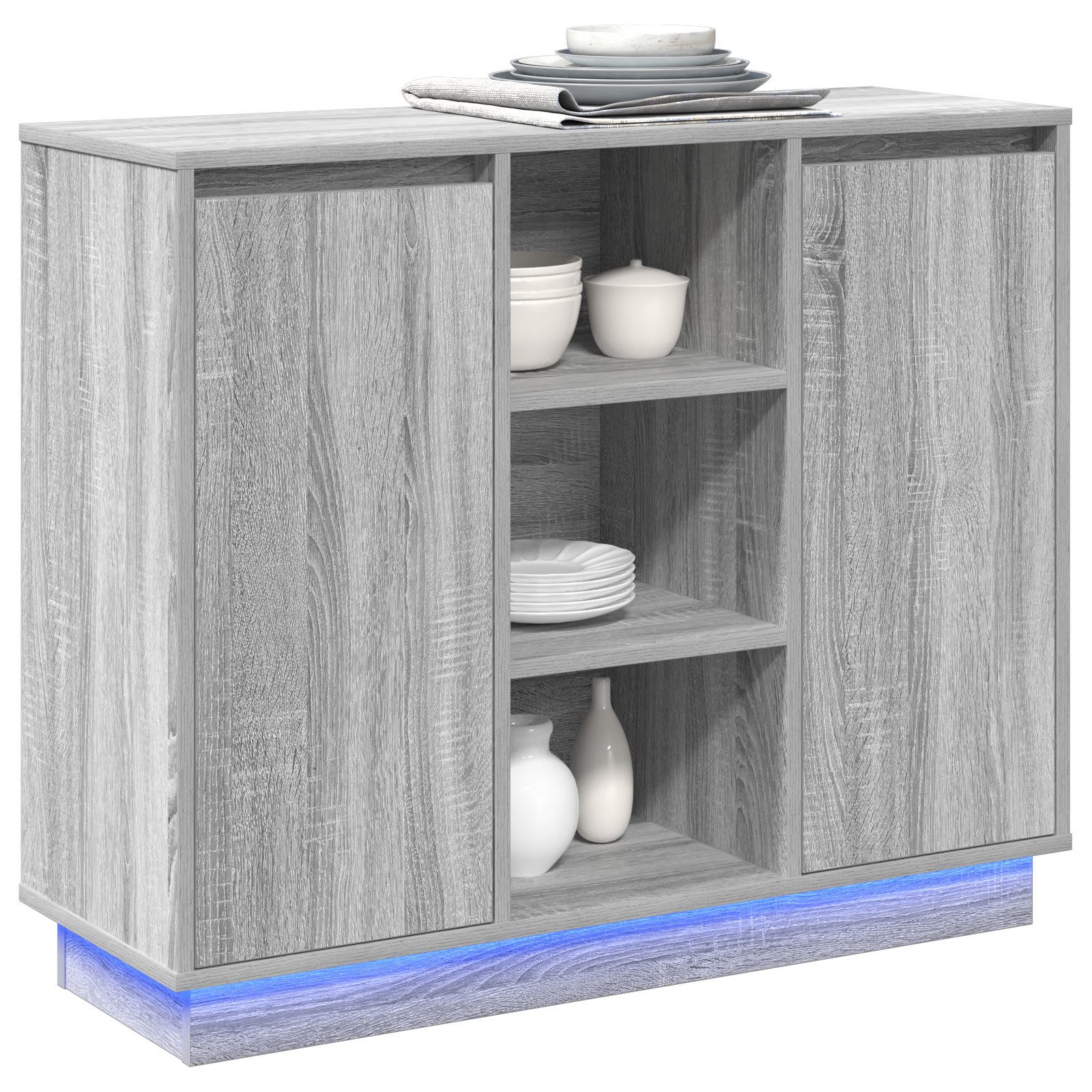 vidaXL Nachttisch Sideboard mit LED Grau günstig online kaufen