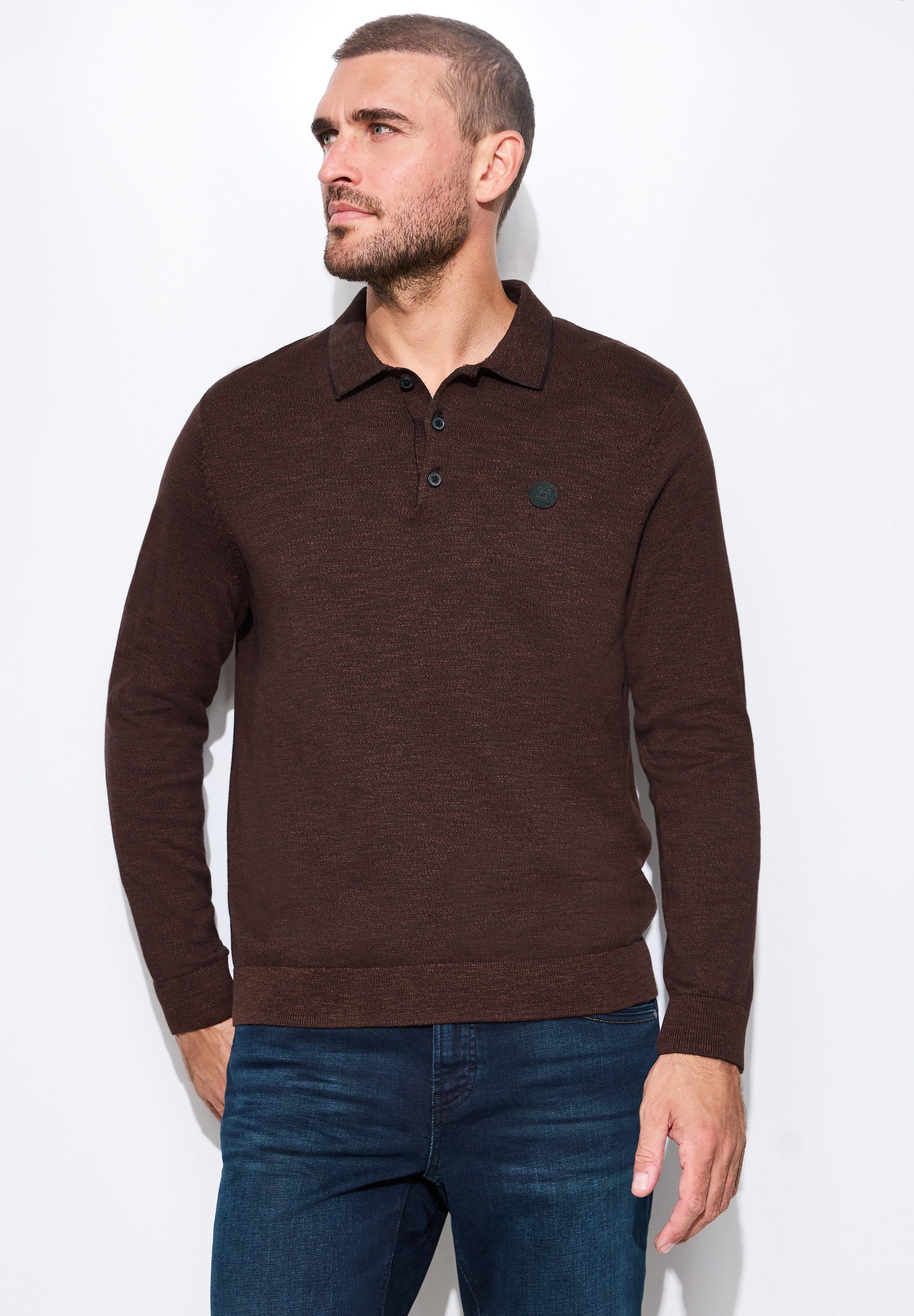 STREET ONE MEN Strickpullover mit Mouliné Garn