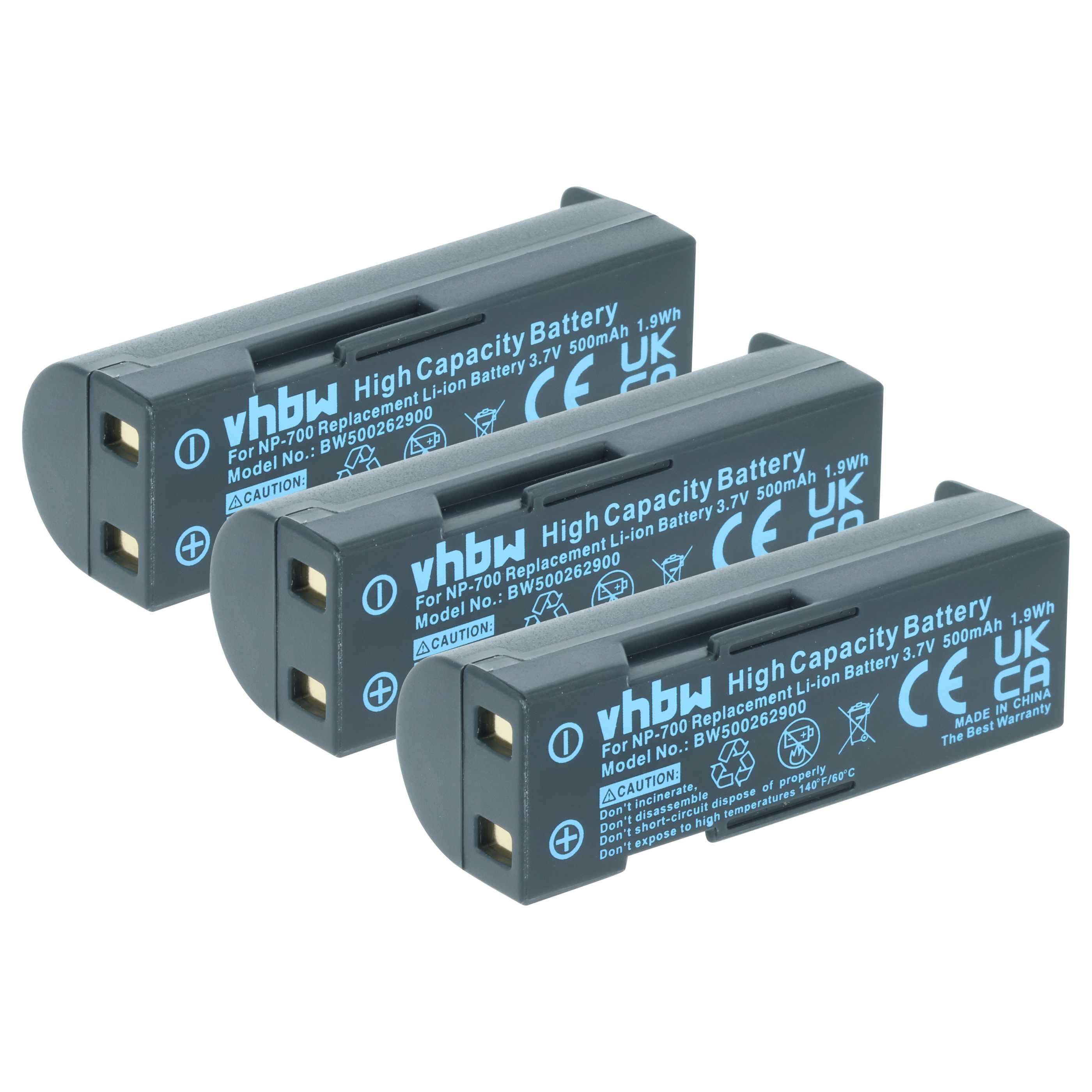 vhbw Akku Ersatz für Sanyo DB-L30 für Kamera (500 mAh, 3,7 V, Li-Ion) Kamera-Akku Akku Li-Ion 500 mAh (3,7 V, 3 St), Leistungsfähige Austausch-Akkus für Digitalkamera, Spiegelreflexkamera