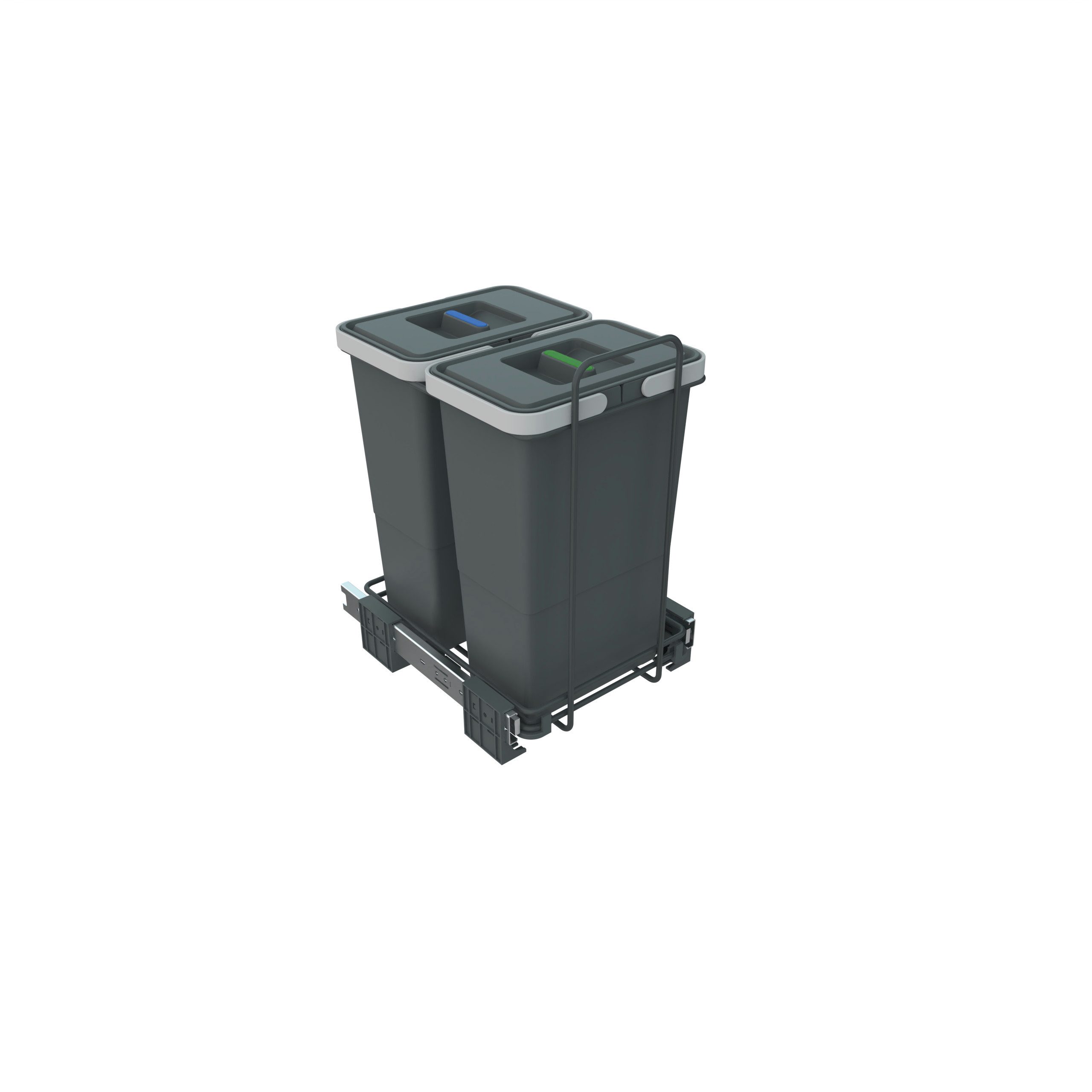 SO-TECH® Mülleimer Abfallsammler Ecofil 8+8L mit Deckel, Vollauszug Bodenmontage für Korpus ab 30 cm