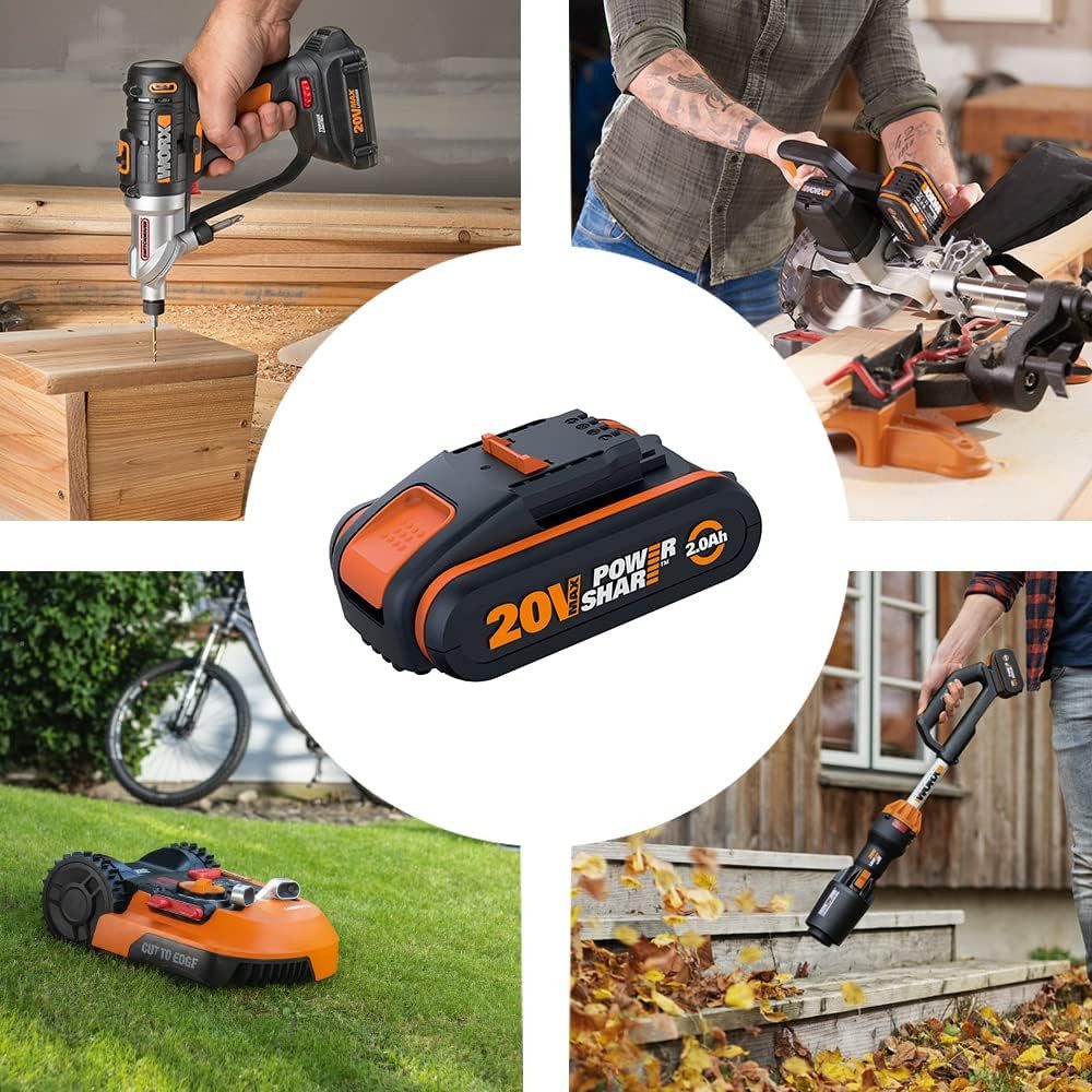 Worx WA3880 Akku-Ladestation (2000 mA, für WORX Powershare Akkus, Schnell-Ladegerät Universal für 20V Akkus)