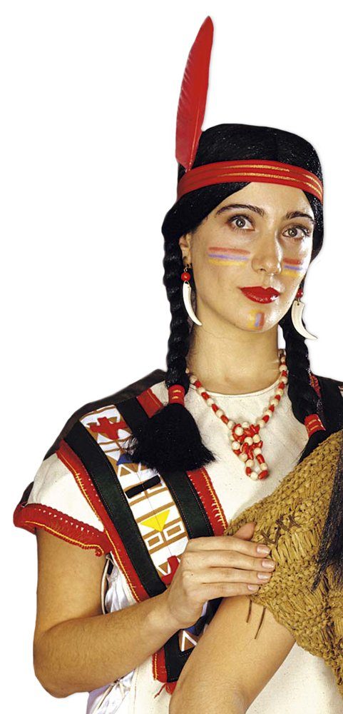 Widmann S.r.l. Kostüm-Perücke Native Woman Perücke mit Zöpfen für Damen
