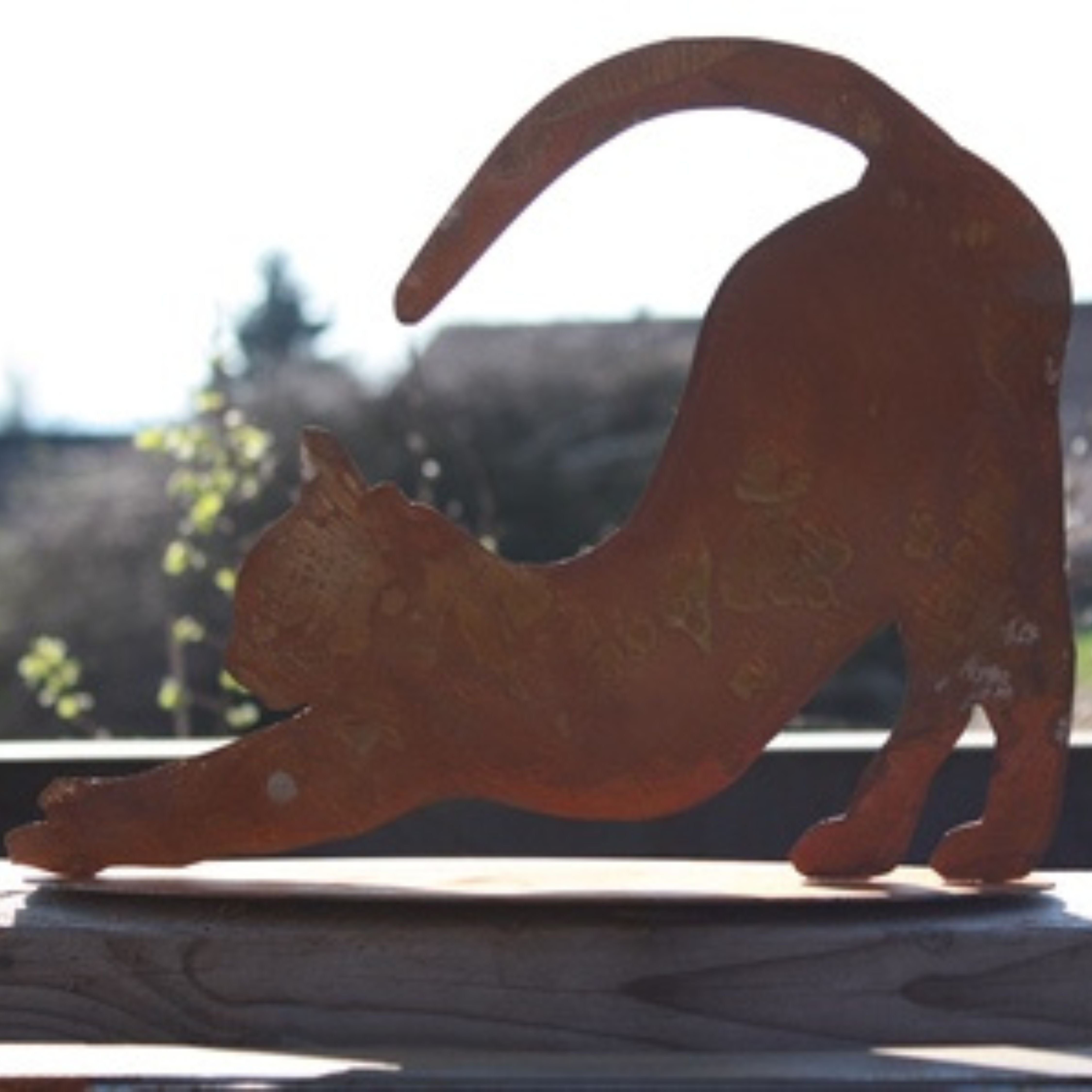 Rostikal Gartenfigur Katze Deko Rost Garten Figur, (1 St), Echter Rost