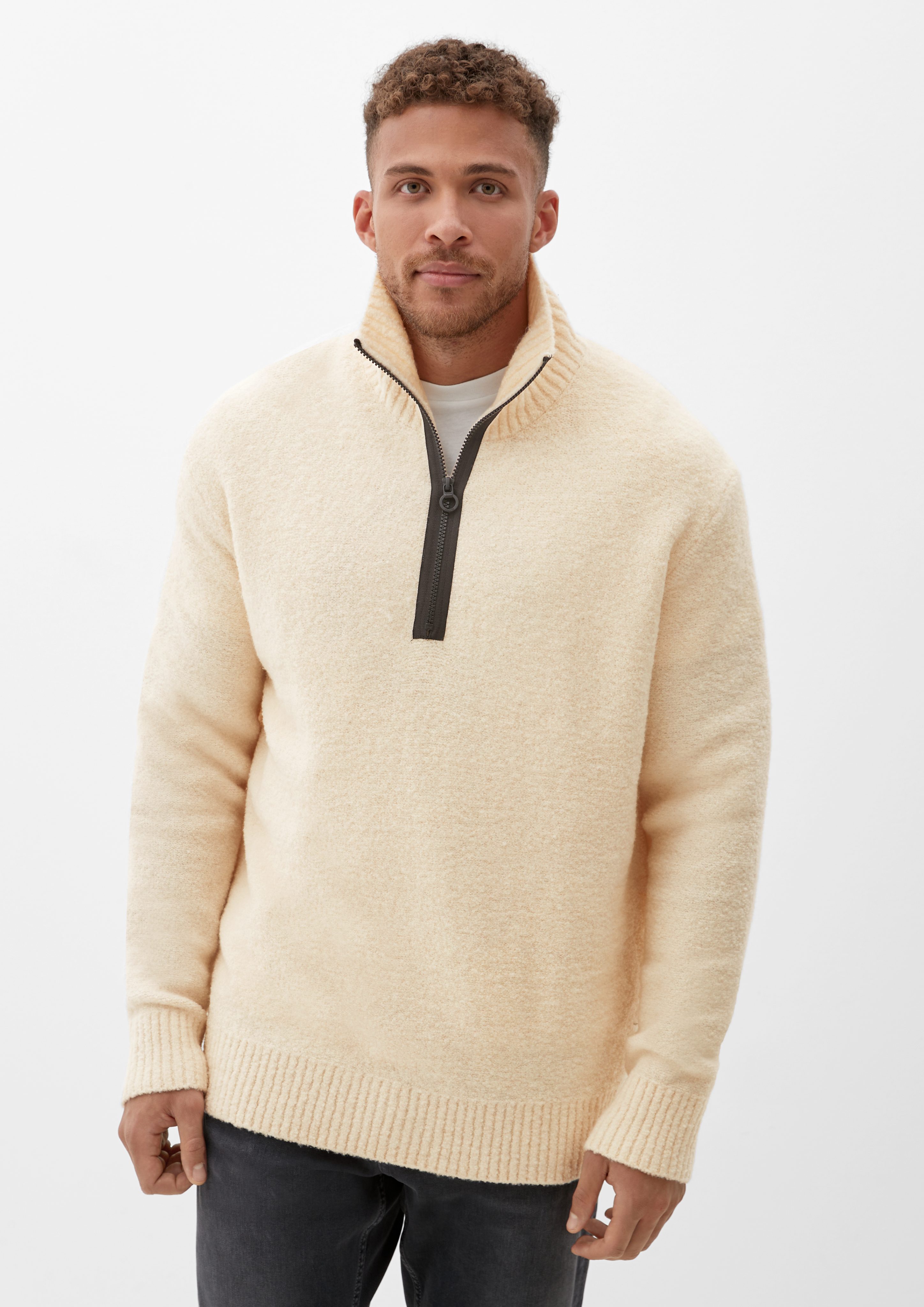 s.Oliver Strickpullover Bouclé-Troyer im Wollmix