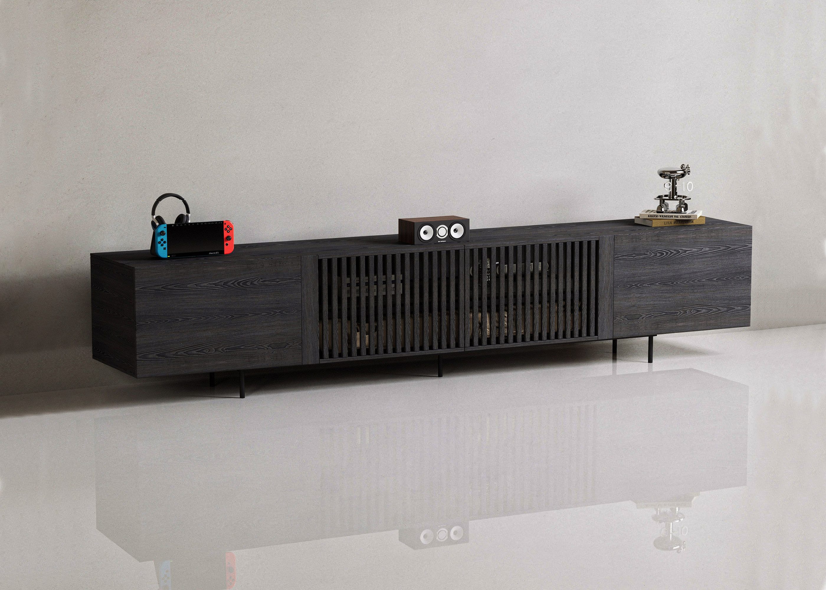 oleyluckidea TV-Schrank Mid-Century TV-Lowboard ausziehbar, Walnuss, für 80"+ TV (Set) Breite 198 cm bis 262 cm