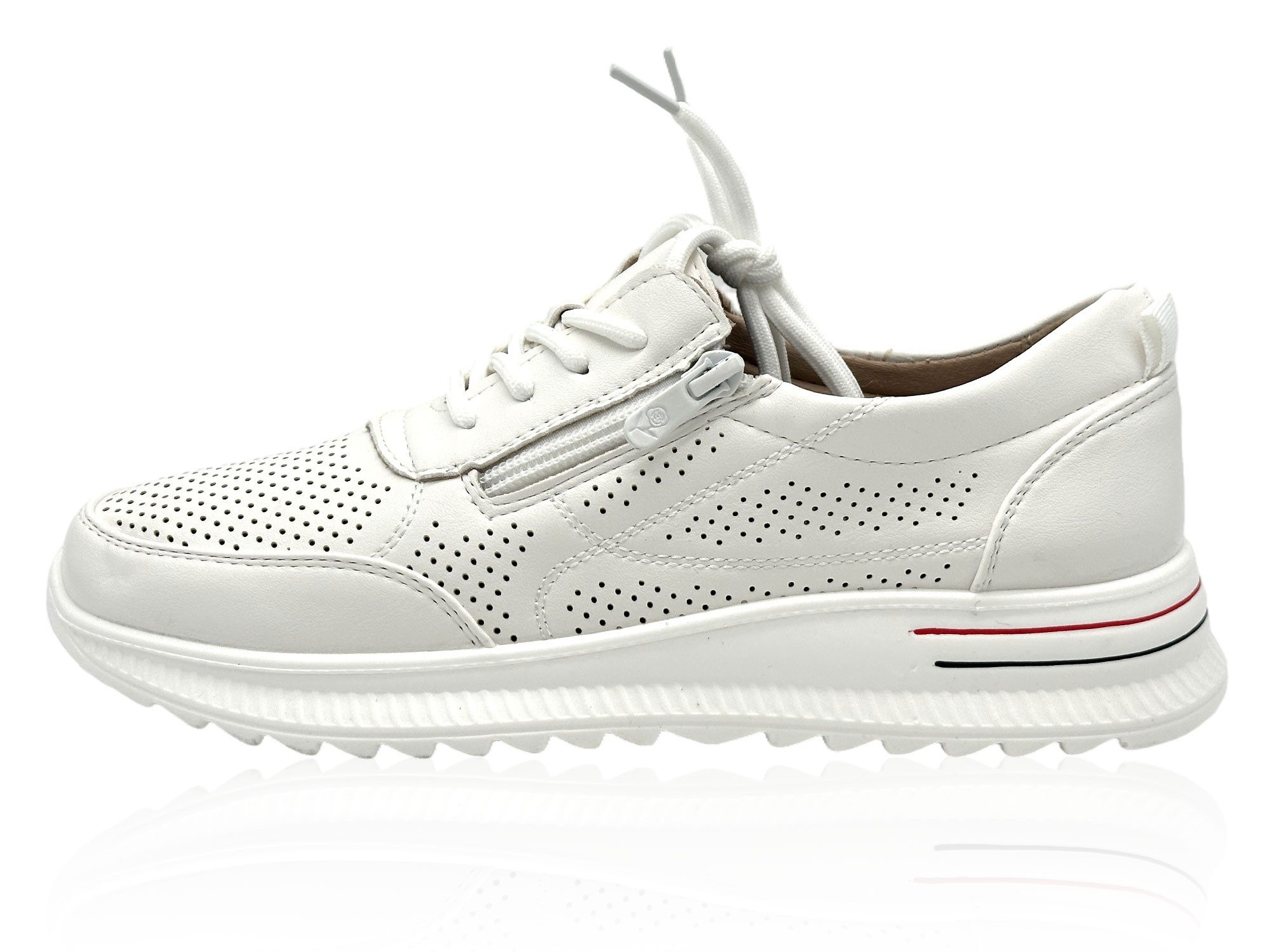 Nowaland Damen Halbschuhe mit Reißverschluss und Perforierung Sneaker Seitlicher Reißverschluss · Atmungsaktive Perforierung