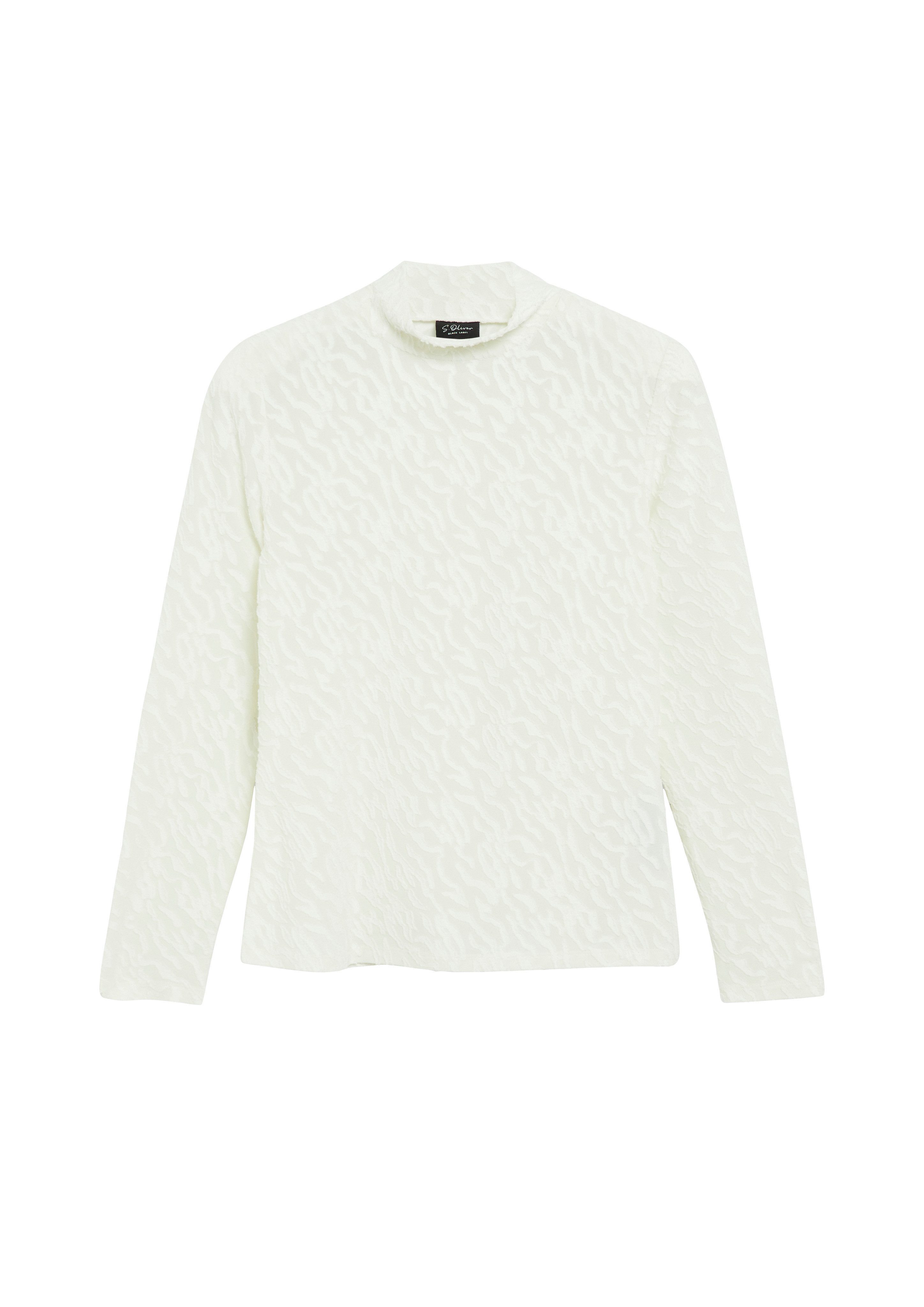s.Oliver BLACK LABEL Langarmshirt mit Struktur-Muster und Stehkragen – Bild 4 von 4